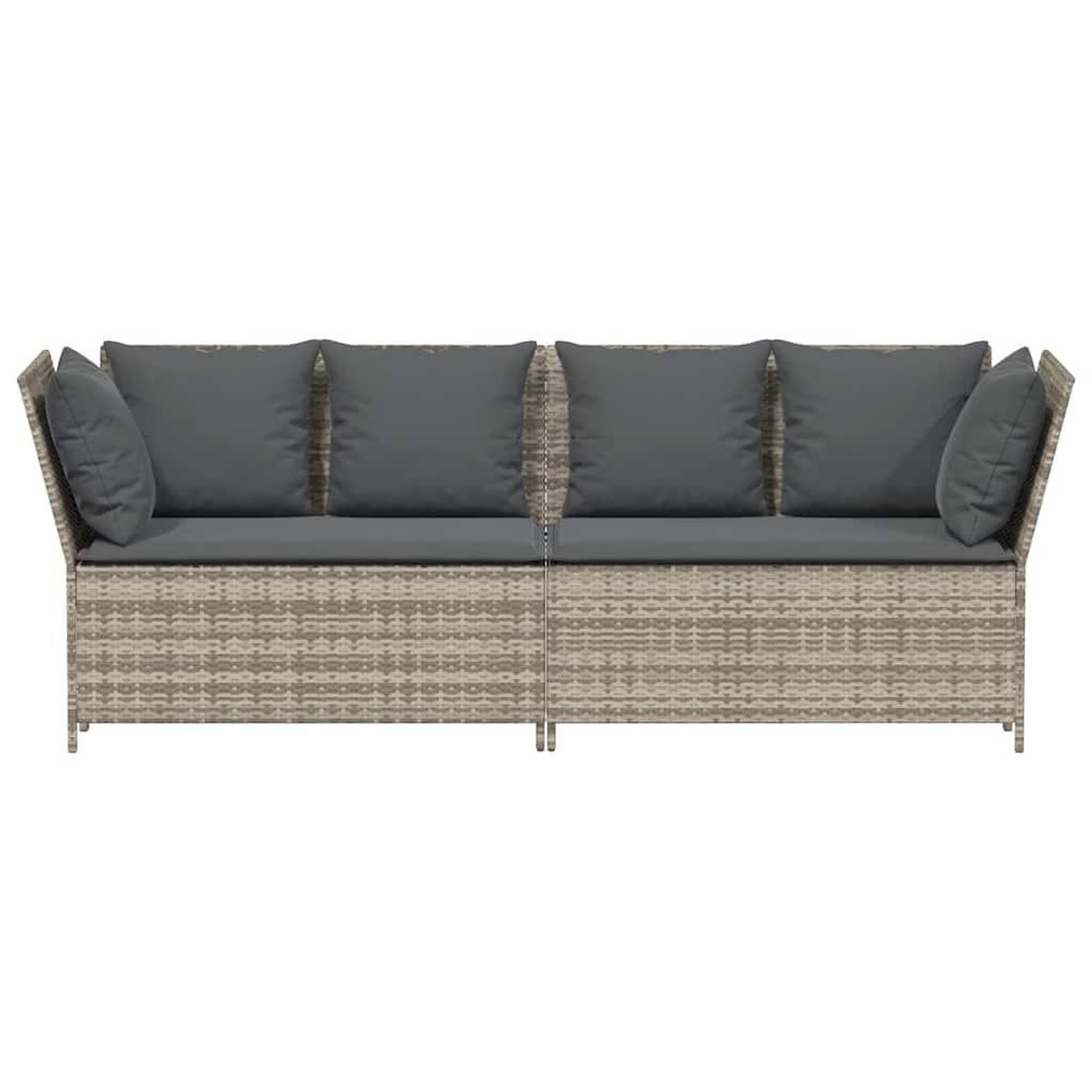 Voir la diapositive 4 : VIDAXL Canape de jardin et coussins gris clair resine tressee