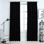 VIDAXL Rideaux occultants avec crochets 2 pcs Velours Noir 140x225 cm