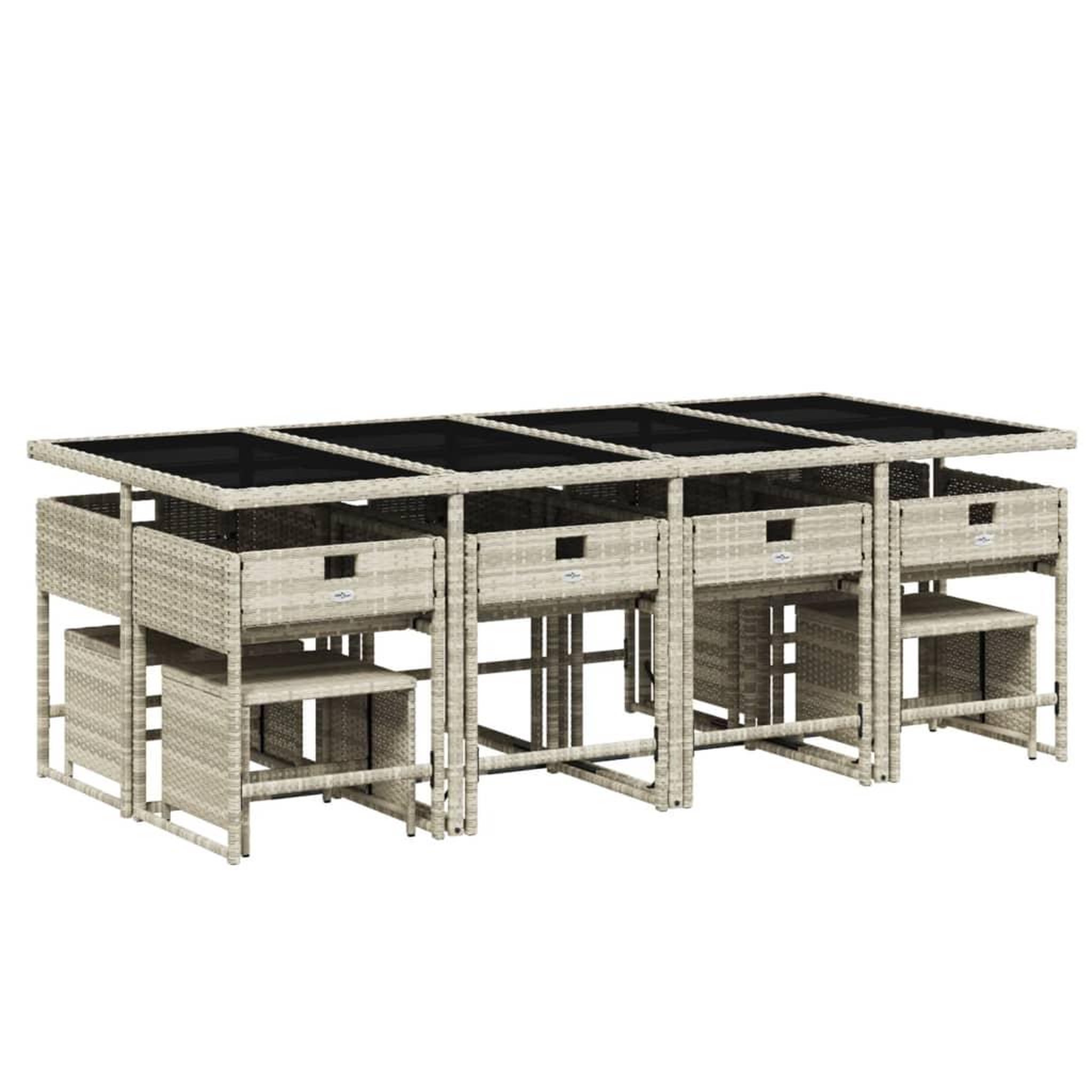 Voir la diapositive 3 : VIDAXL Ensemble a manger de jardin et coussins 13 pcs gris clair rotin