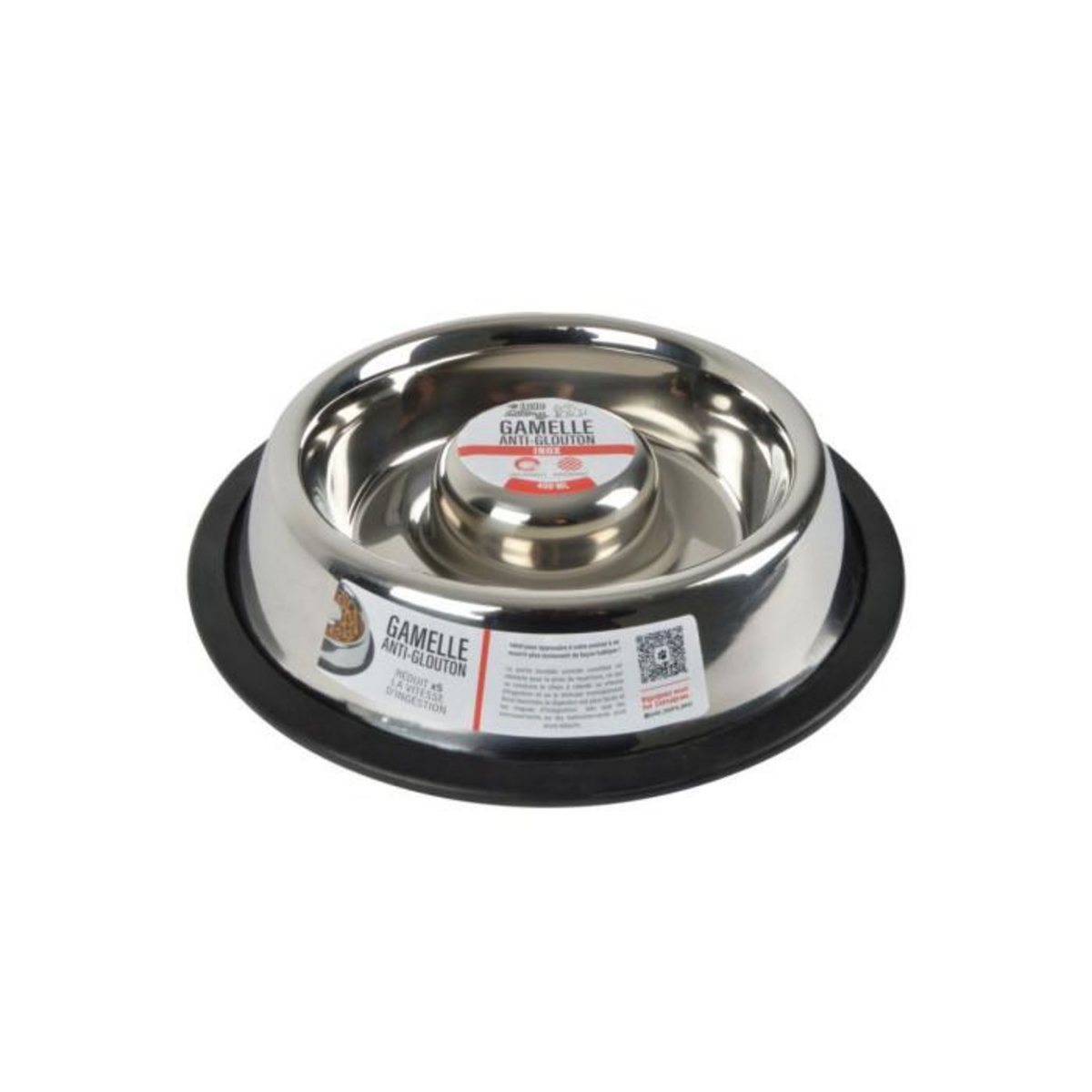 Paris Prix Gamelle Anti-Glouton Chien & Chat  Inox  25cm Argent