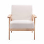 Voir la diapositive 4 : SWEEEK Fauteuil scandinave en bois et tissu bouclette. Isak. L 64 x P 69.5 x H 73cm