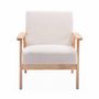 Voir la diapositive 4 : SWEEEK Fauteuil scandinave en bois et tissu bouclette. Isak. L 64 x P 69.5 x H 73cm