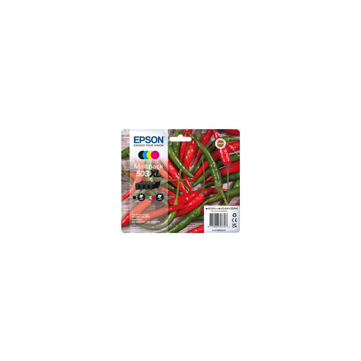 Epson Cartouche d'encre Pack Multipack 4 Originales 503 XL (Noir + 3 Couleurs) - C13T05A64010