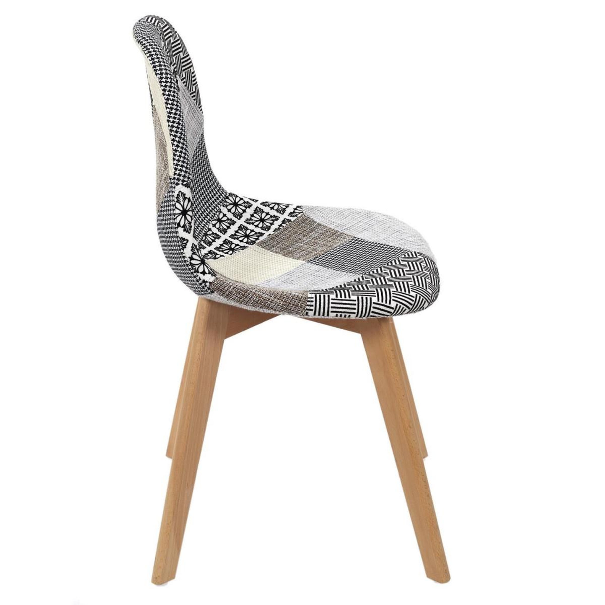 Voir la diapositive 3 : The Home Deco Factory Lot de 4 chaises design  patchwork  86cm gris