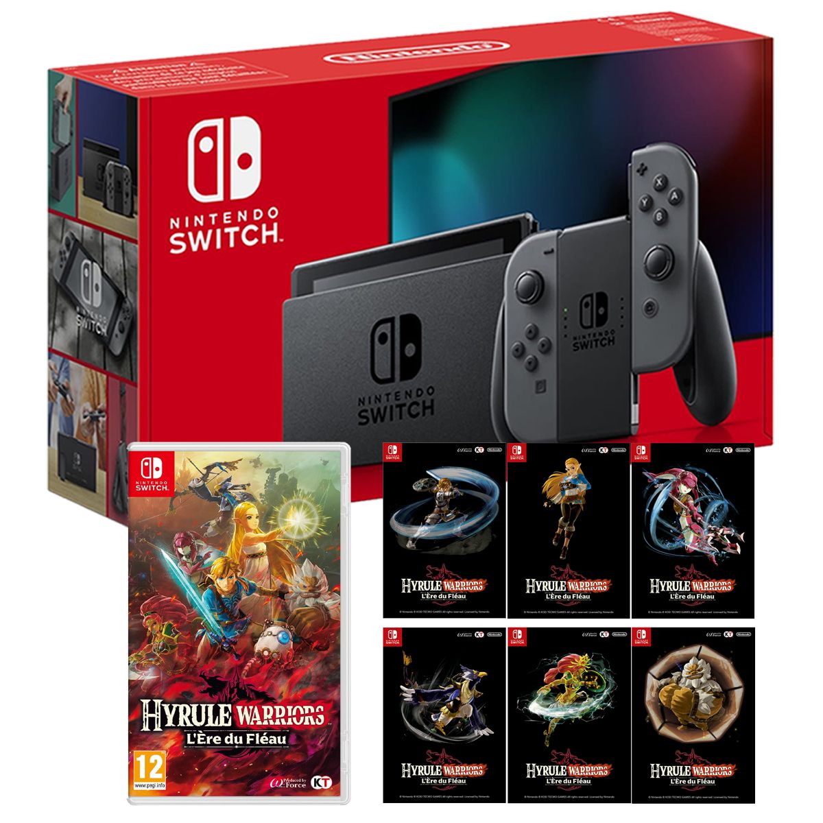 NINTENDO EXCLU WEB Console Nintendo Switch Joy-Con Gris + Hyrule Warriors Nintendo Switch + Set 6 cartes postales Hyrule Warriors