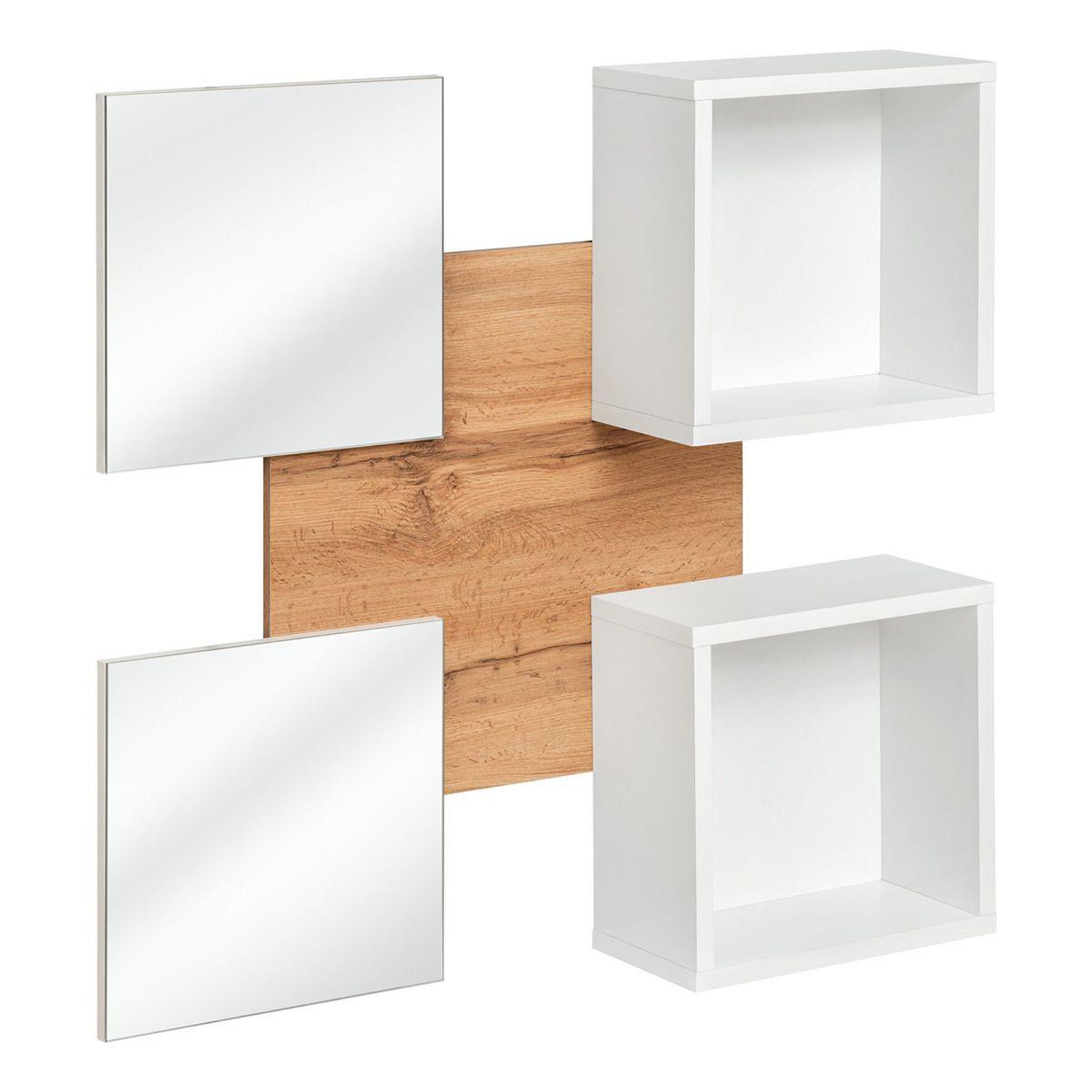 Paris Prix Panneau mural, 2 étagères & 2 miroirs  easy  100cm blanc