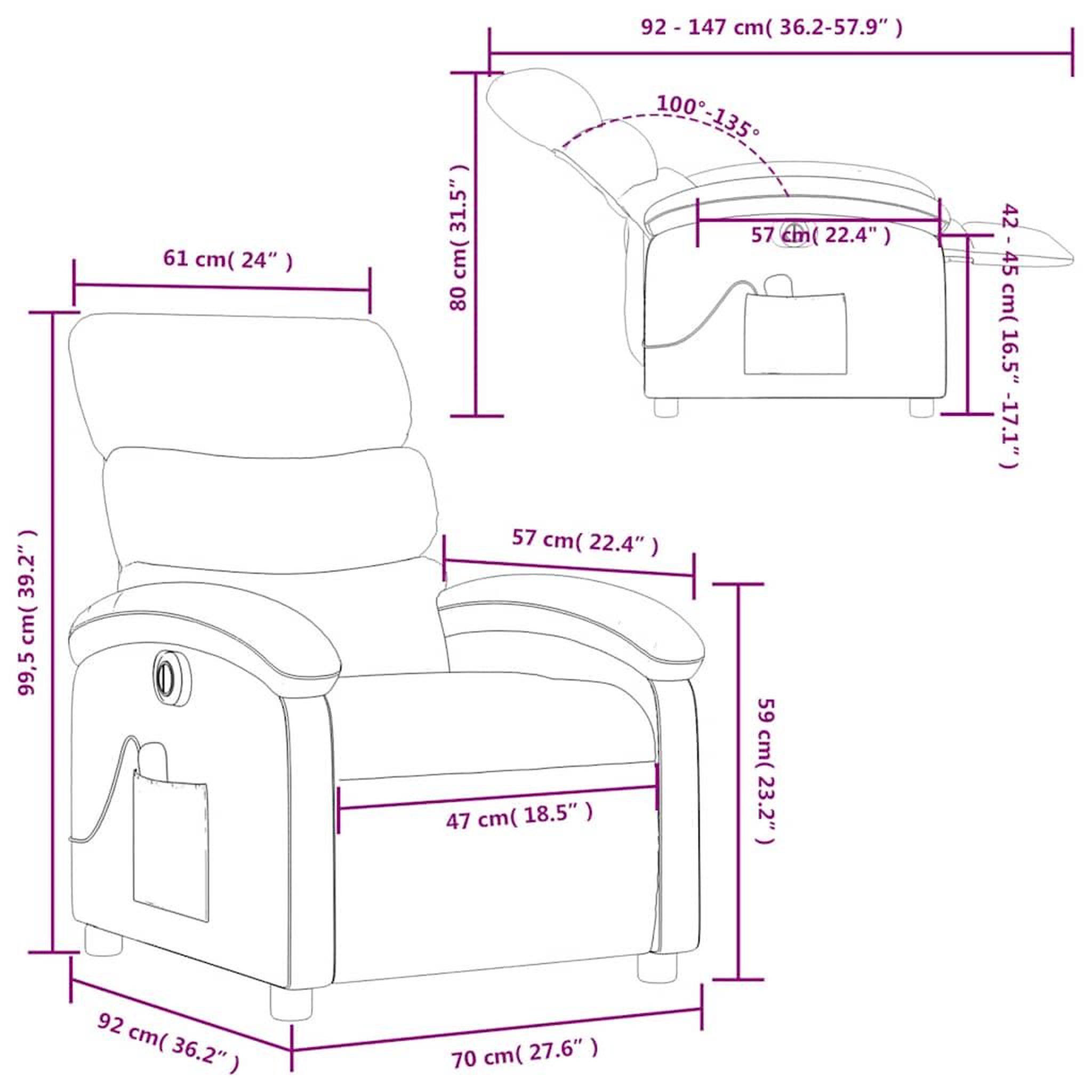 Voir la diapositive 6 : VIDAXL Fauteuil de massage inclinable electrique Vert fonce Tissu