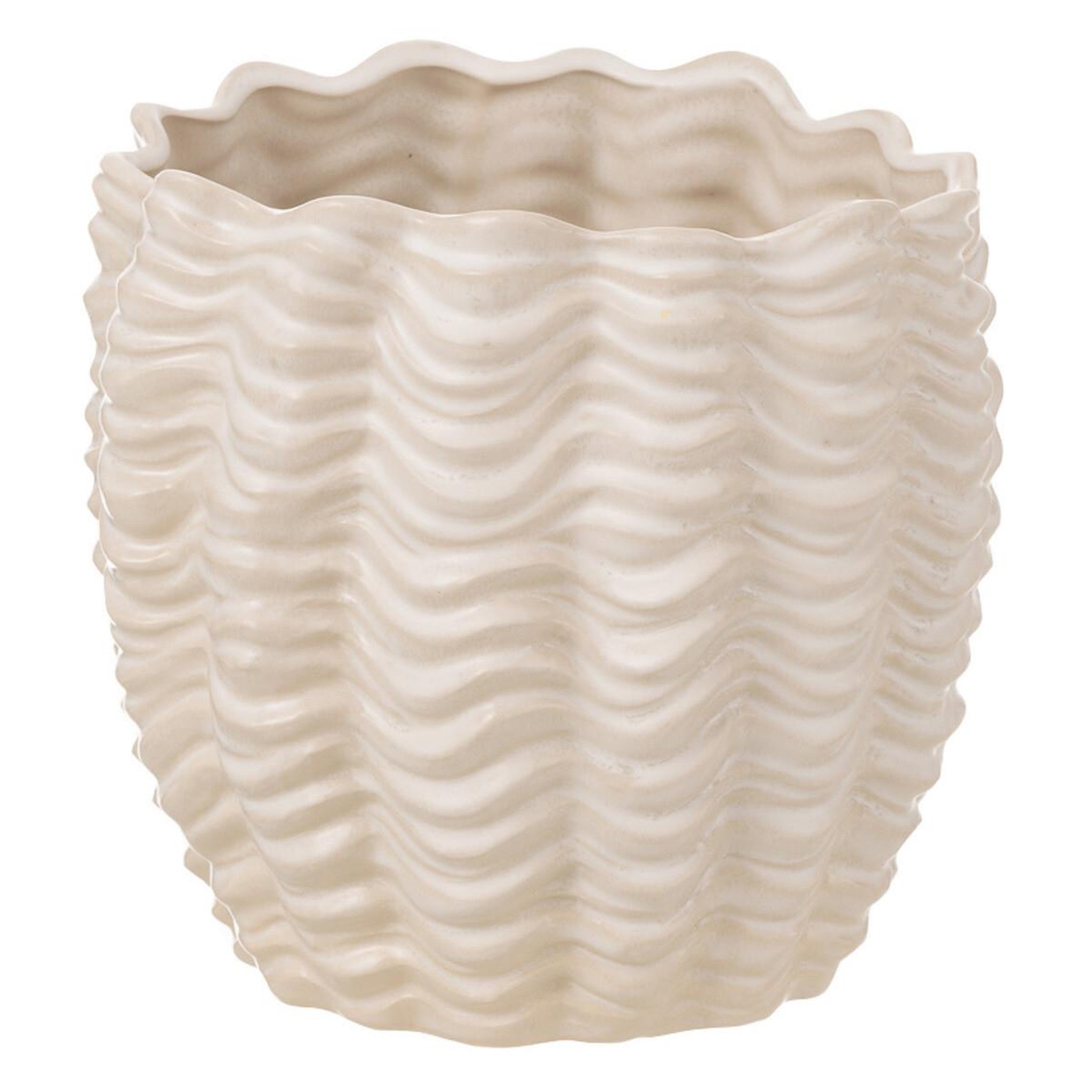 J-LINE Cache-pot en céramique  coquillage  22cm beige