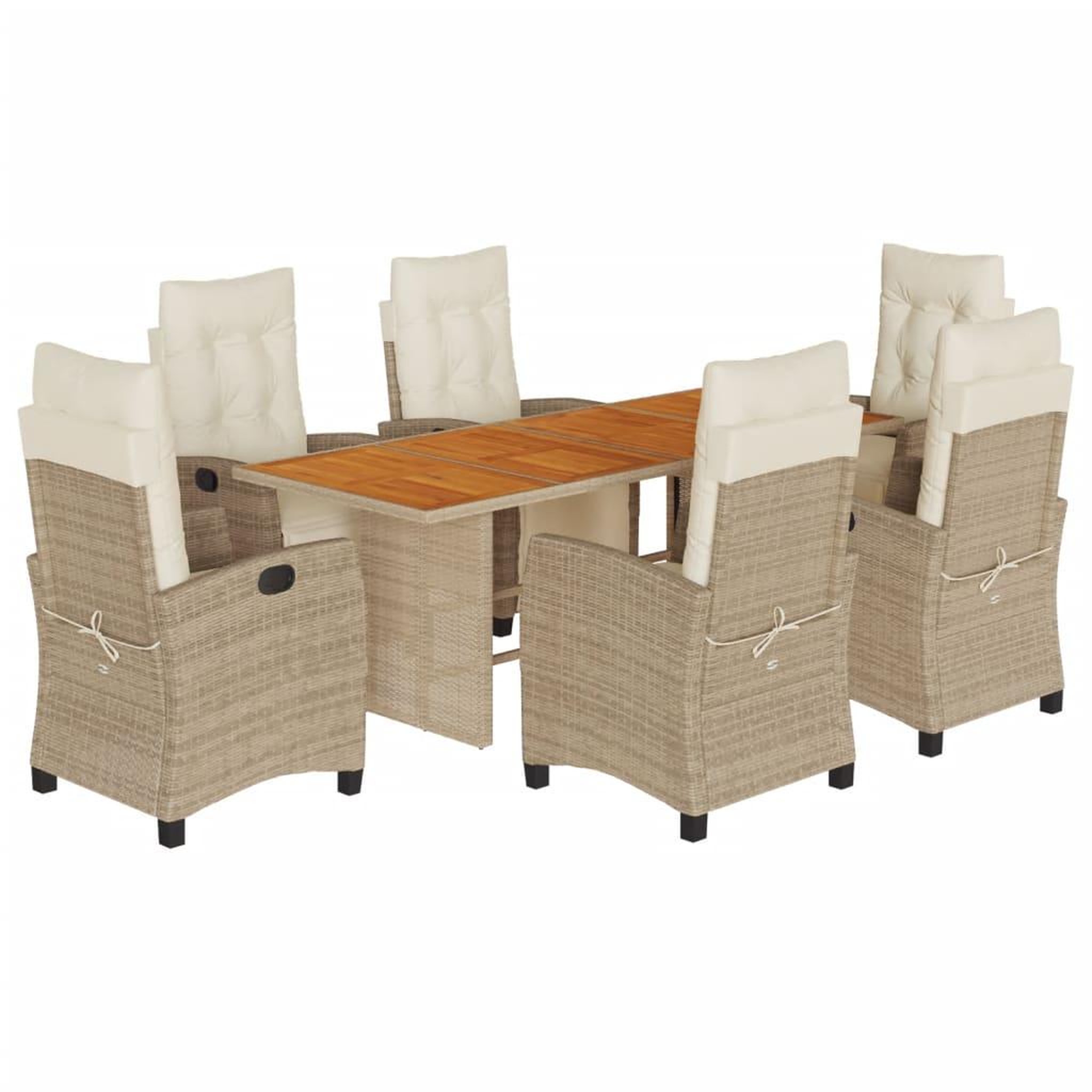 Voir la diapositive 2 : VIDAXL Ensemble a manger de jardin et coussins 7 pcs beige poly rotin