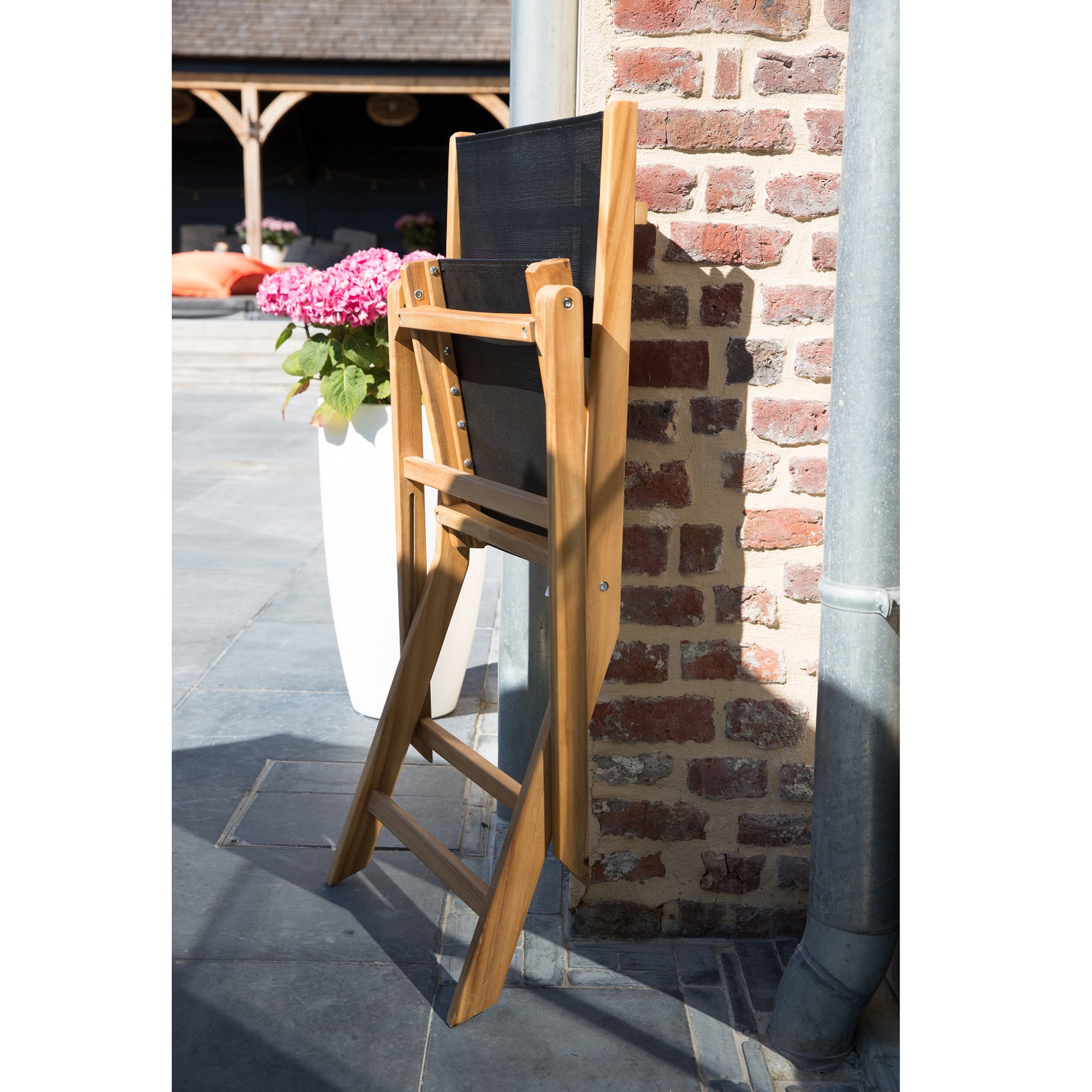 Voir la diapositive 4 : GARDENSTAR Chaise de jardin - Bois/Textilène - Noire - JAVA