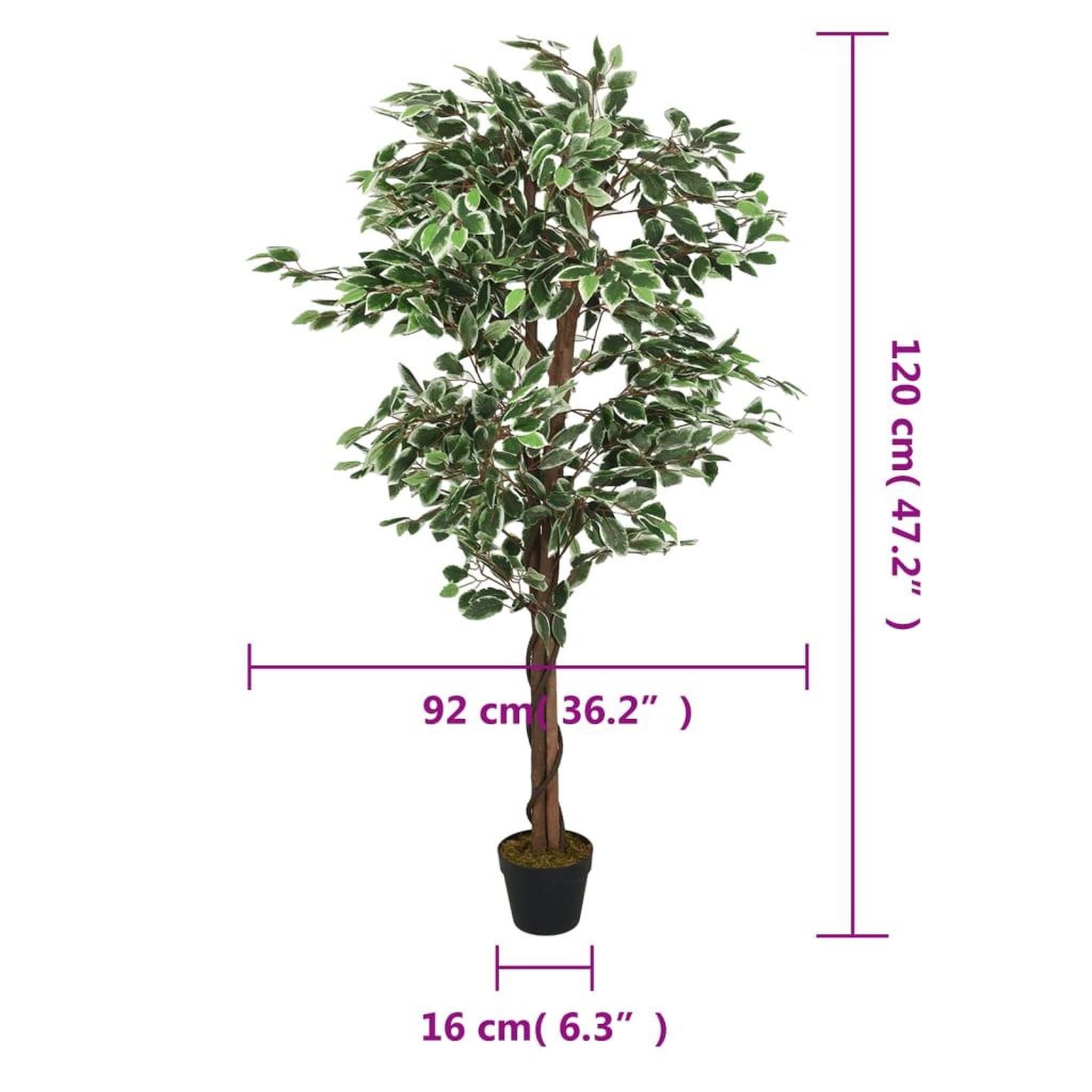 Voir la diapositive 5 : VIDAXL Ficus artificiel 630 feuilles 120 cm vert
