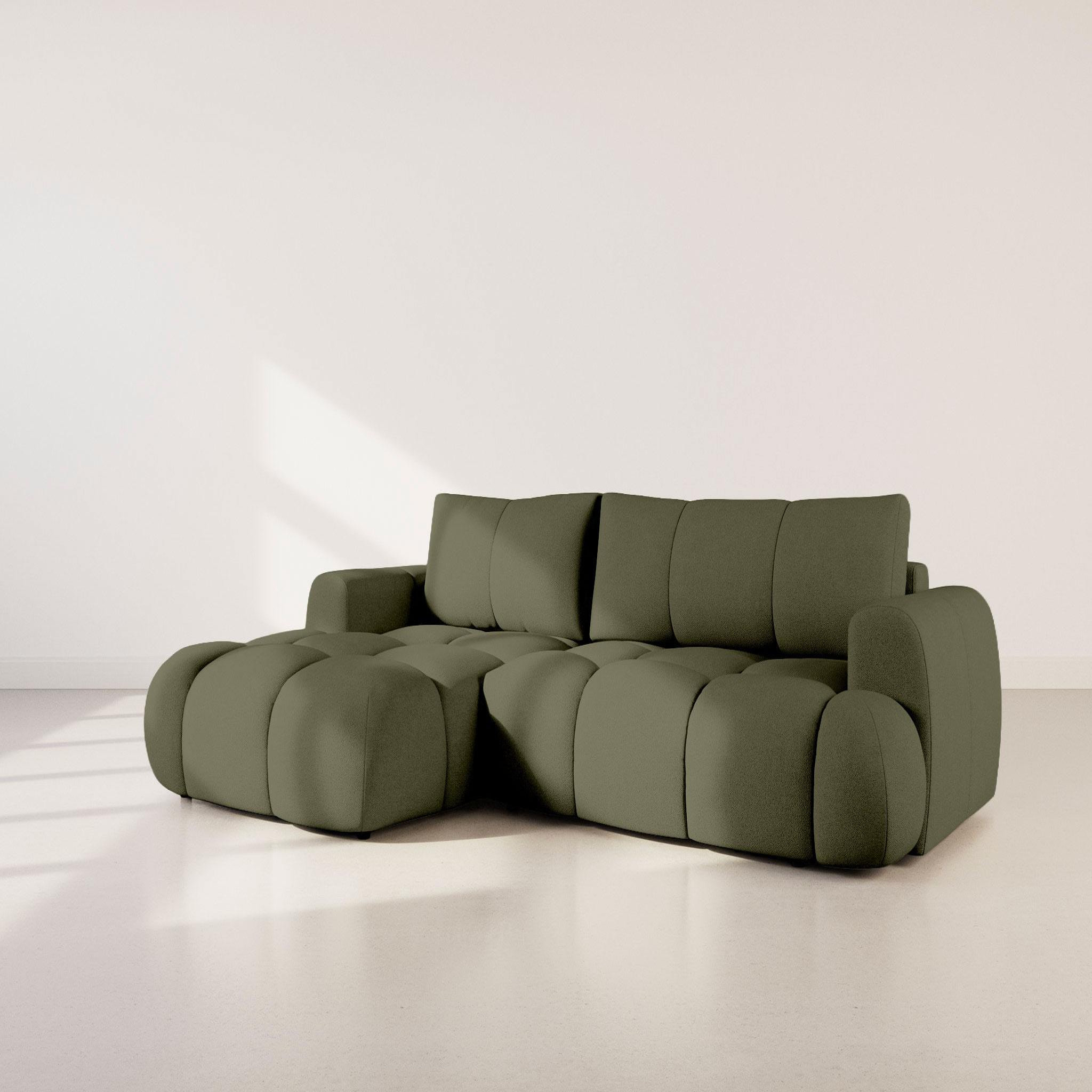 Voir la diapositive 3 : BEST MOBILIER Yulin - canapé d'angle gauche 4 places convertible avec coffre en tissu bouclette