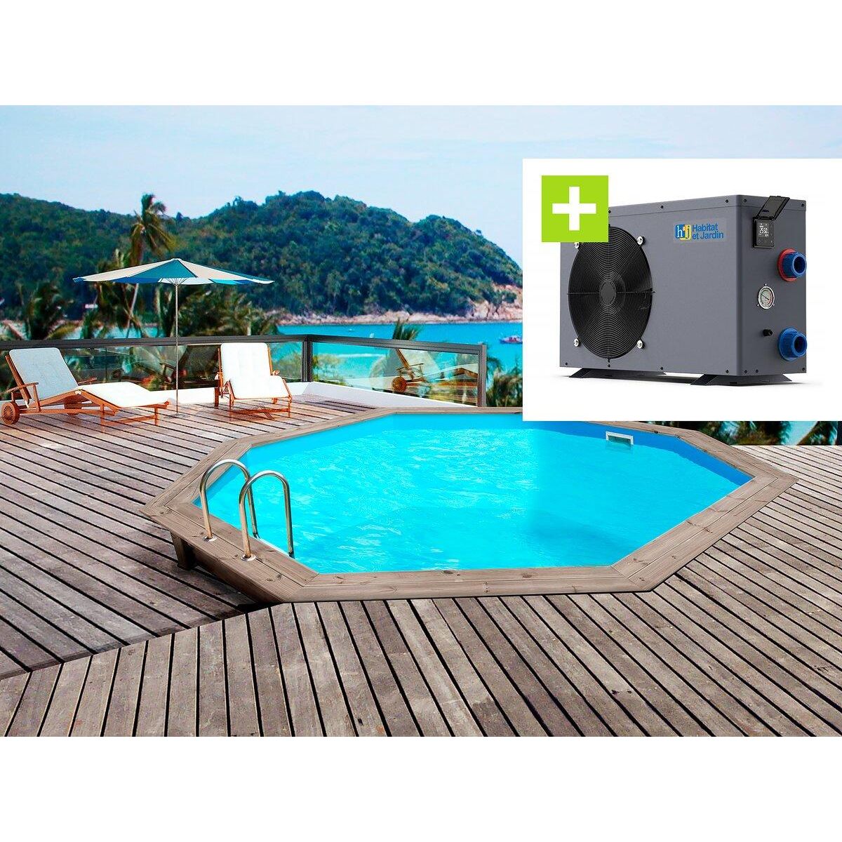 Habitat et Jardin Piscine bois  Venecia  -  5.80 x 1.31 m +  Pompe à chaleur - Puissance 6.1 kW