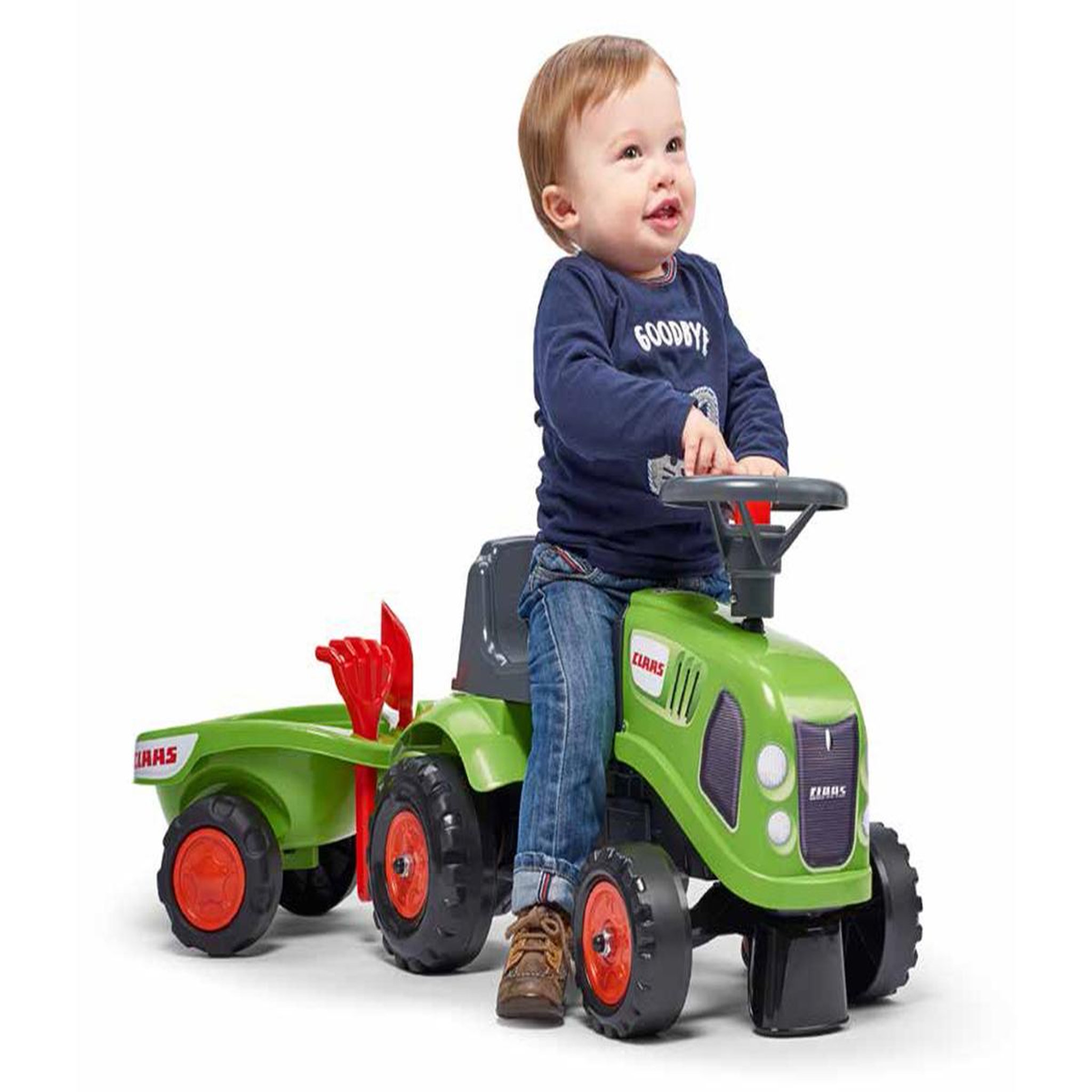 Voir la diapositive 5 : FALK Porteur enfant tracteur Claas avec remorque 1 à 3 ans - Falk
