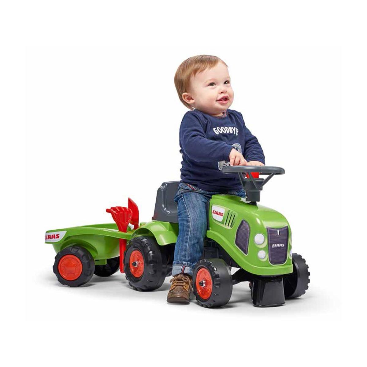 FALK Porteur enfant tracteur Claas avec remorque 1 à 3 ans - Falk