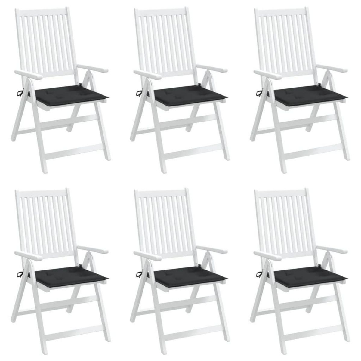 VIDAXL Coussins de chaise jardin lot de 6 noir 50x50x3 cm tissu oxford