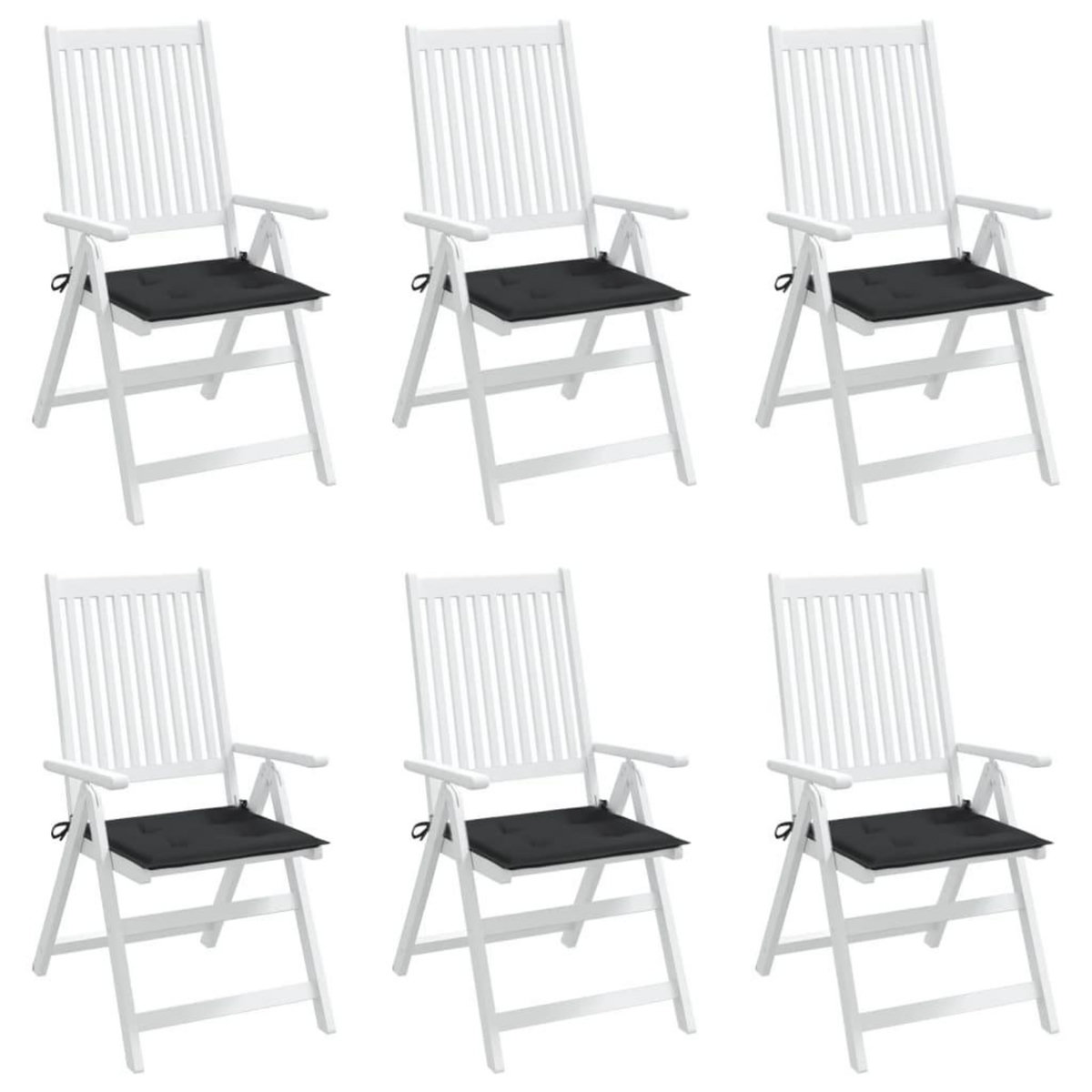 VIDAXL Coussins de chaise jardin lot de 6 noir 50x50x3 cm tissu oxford