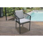 PARIS GARDEN Fauteuil de jardin empilable en aluminium et corde gris anthracite PILAT