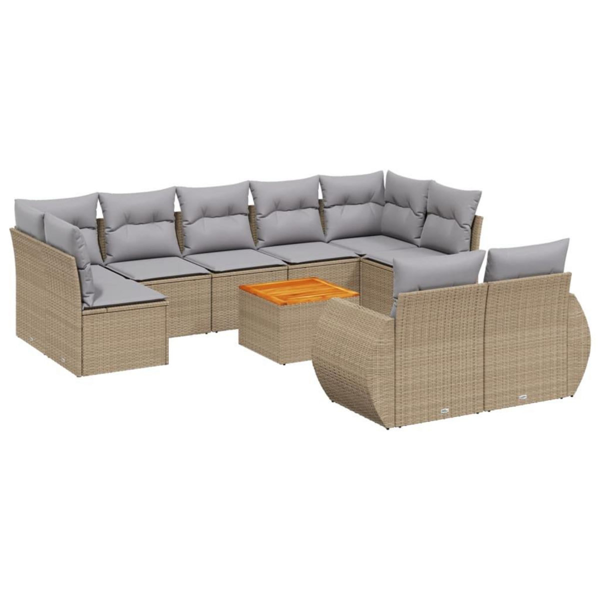 VIDAXL Salon de jardin avec coussins 10 pcs beige resine tressee