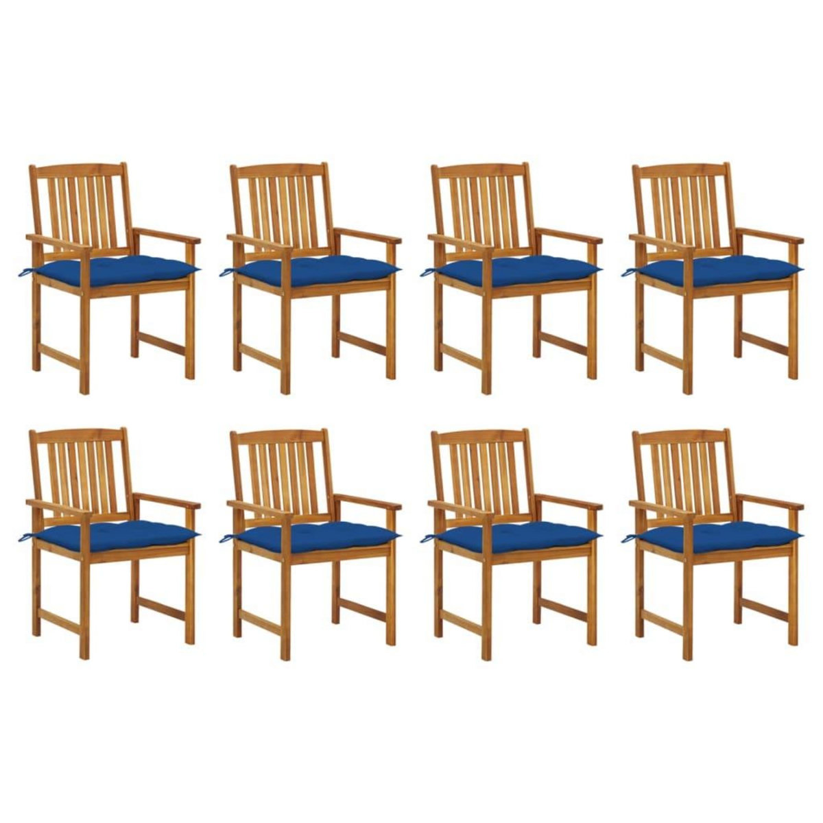 VIDAXL Chaises de jardin avec coussins lot de 8 Bois d'acacia solide