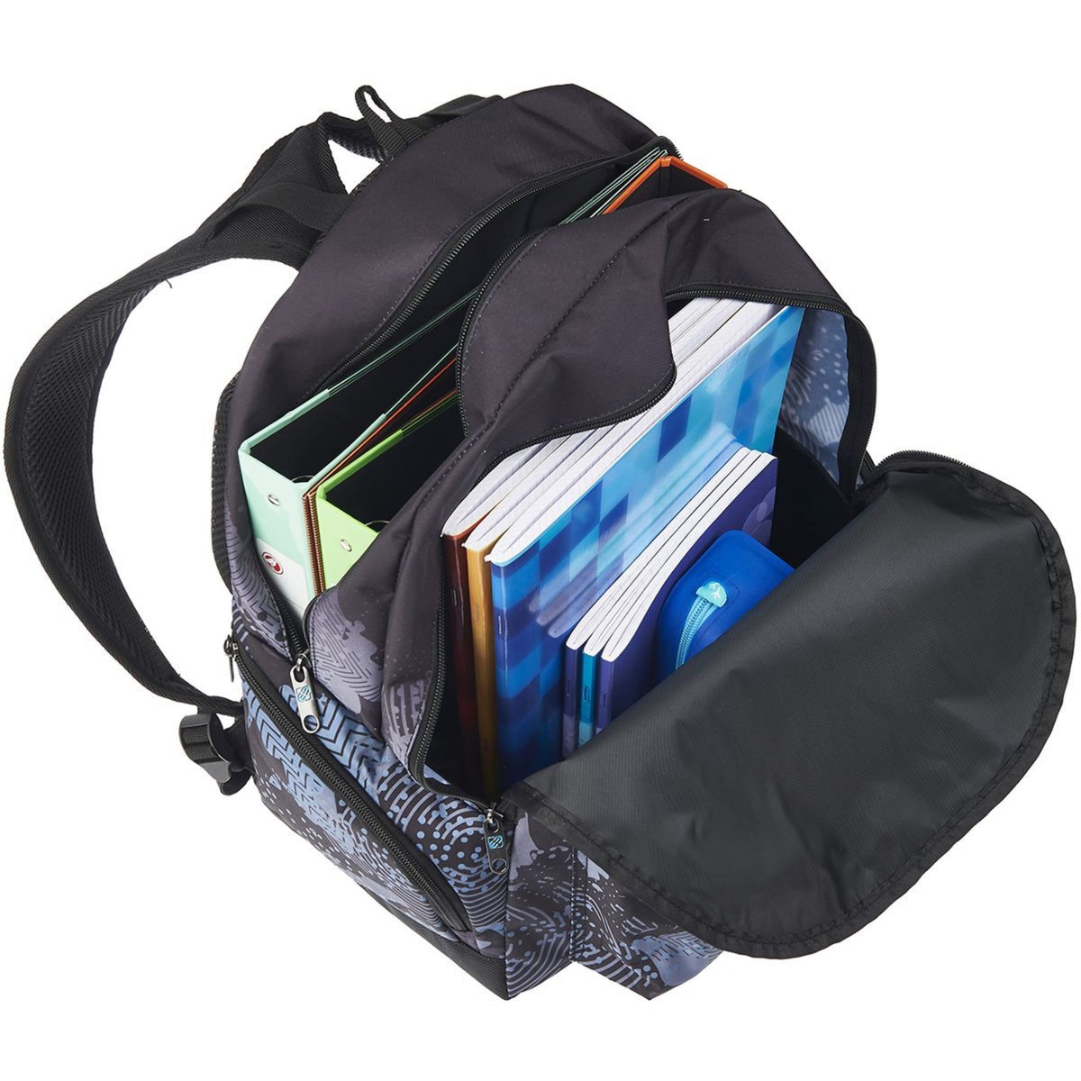 FREEGUN Sac à dos 2 compartiments marron et gris motifs géométriques 