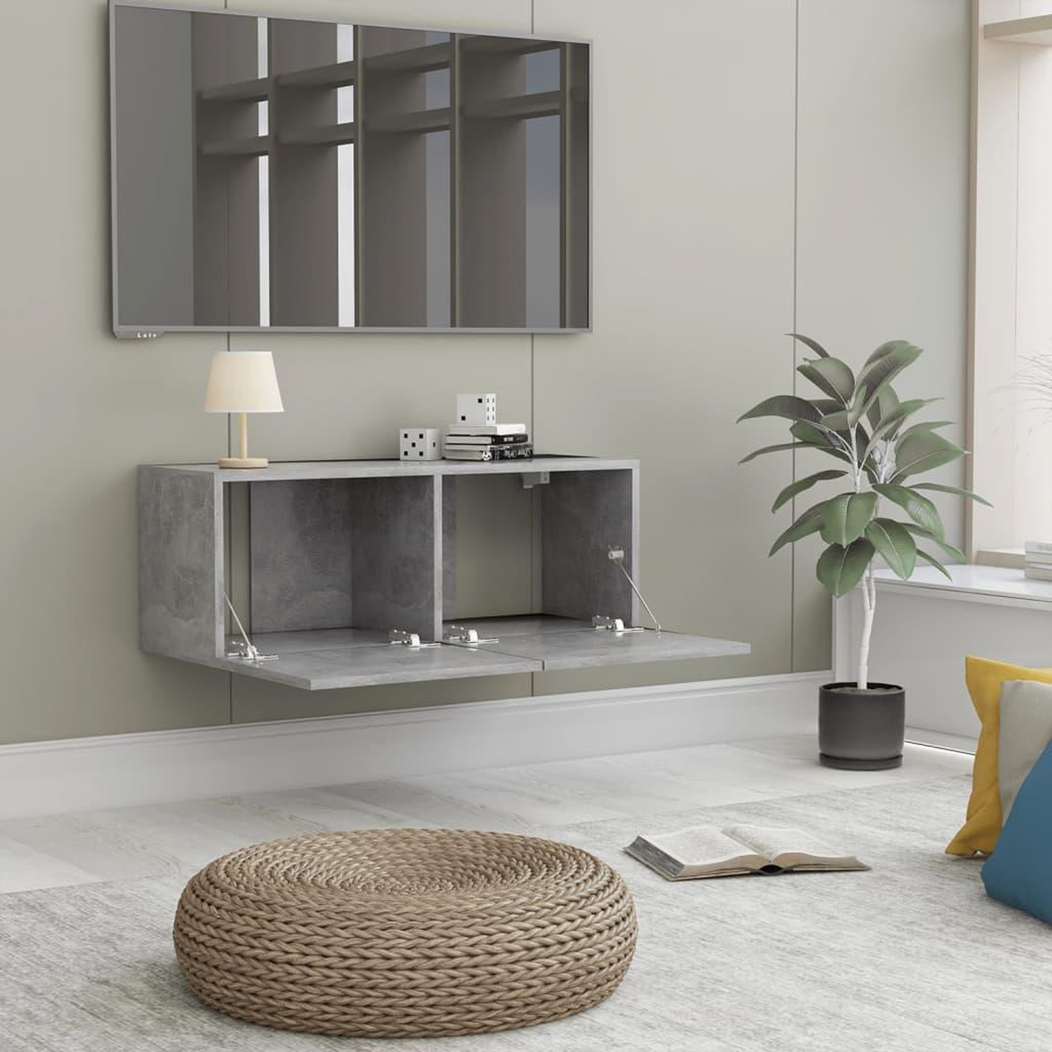 Voir la diapositive 3 : VIDAXL Meuble TV Gris beton 80x30x30 cm Bois d'ingenierie
