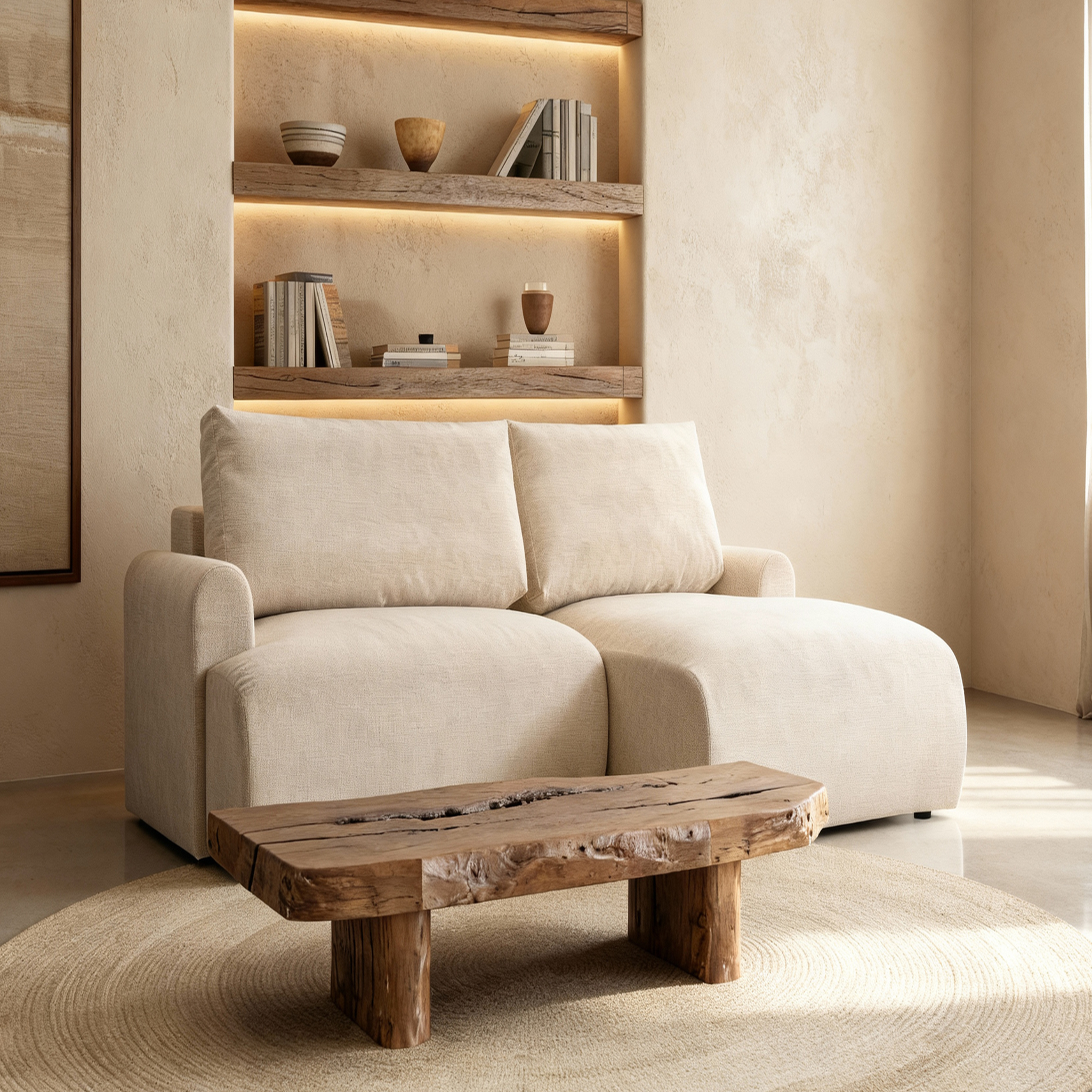 Voir la diapositive 2 : CASANOVA PARIS Raphaelle - canapé d'angle convertible tissu lisse 4 places droit