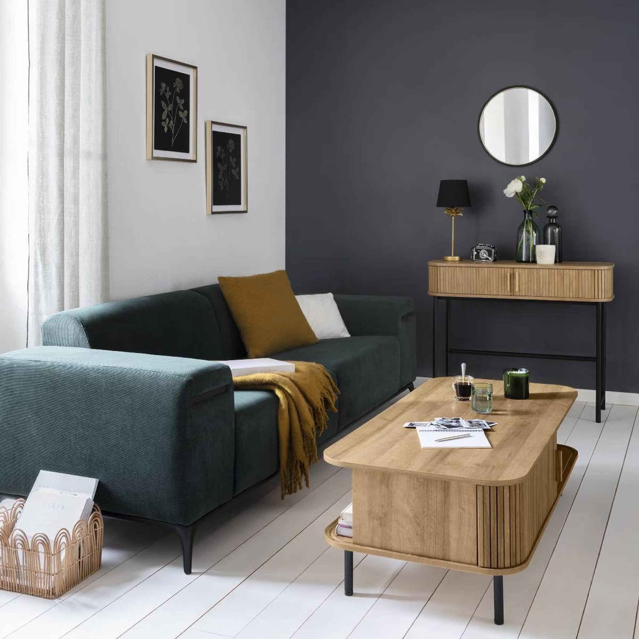 Voir la diapositive 3 : ATMOSPHERA Miroir rond en métal  justin  48cm noir