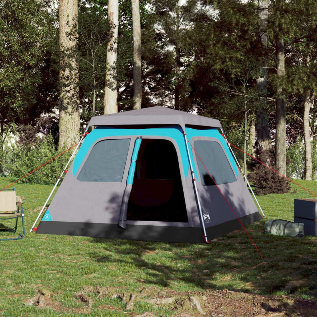 VIDAXL Tente de camping a dome 4 personnes bleu liberation rapide
