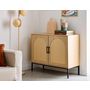 Voir la diapositive 3 : BEST MOBILIER Nagato - buffet bas - cannage et effet bois - 2 portes - 100 cm