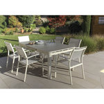 JARDILINE Table de jardin extensible - 8/10 places - Aluminium/Verre - Ivoire