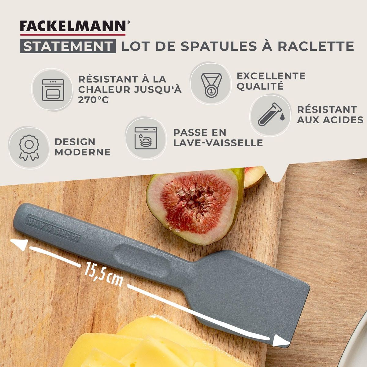 Fackelmann Lot de 4 spatules à raclette 16 cm Fackelmann