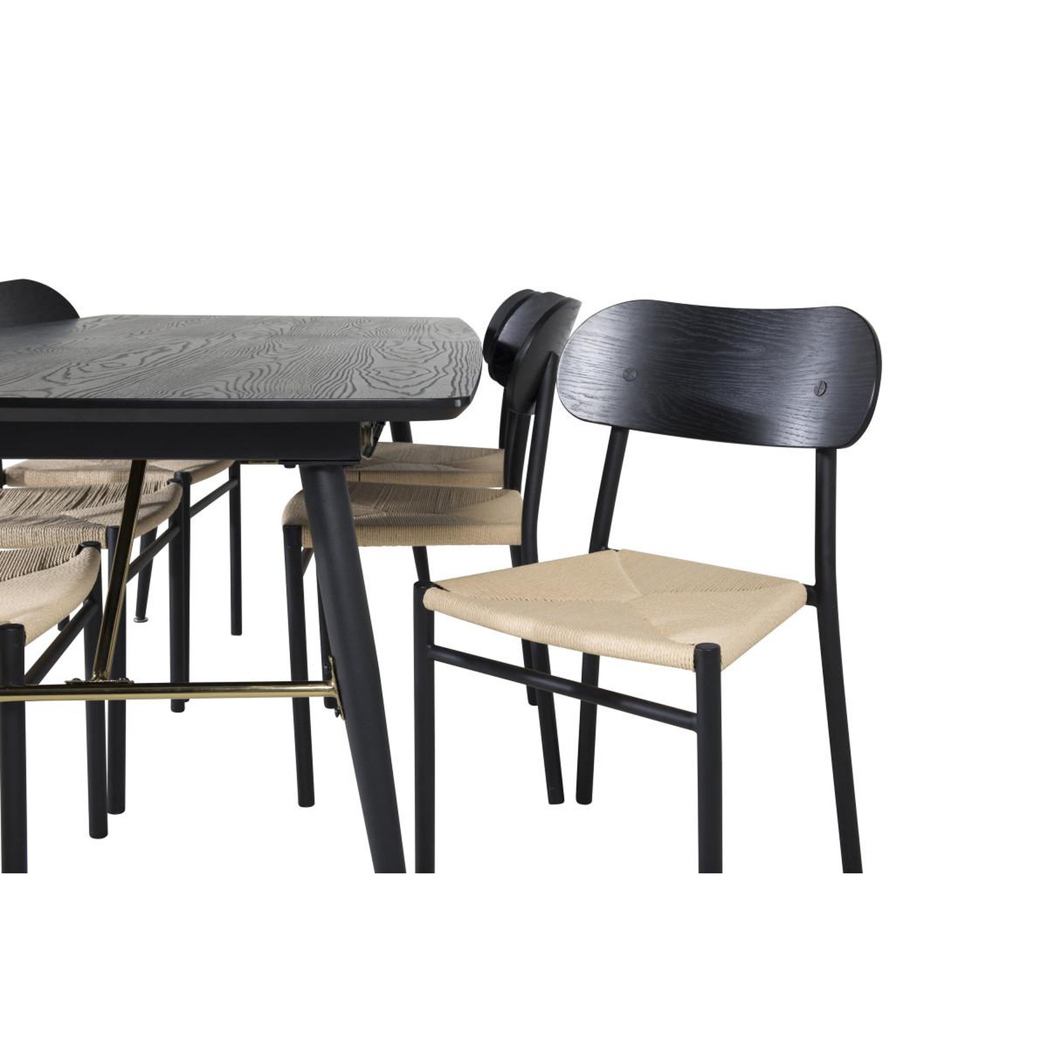 Voir la diapositive 4 : Paris Prix Ensemble table à manger extensible & 6 chaises  gold & polly  180-220cm noir