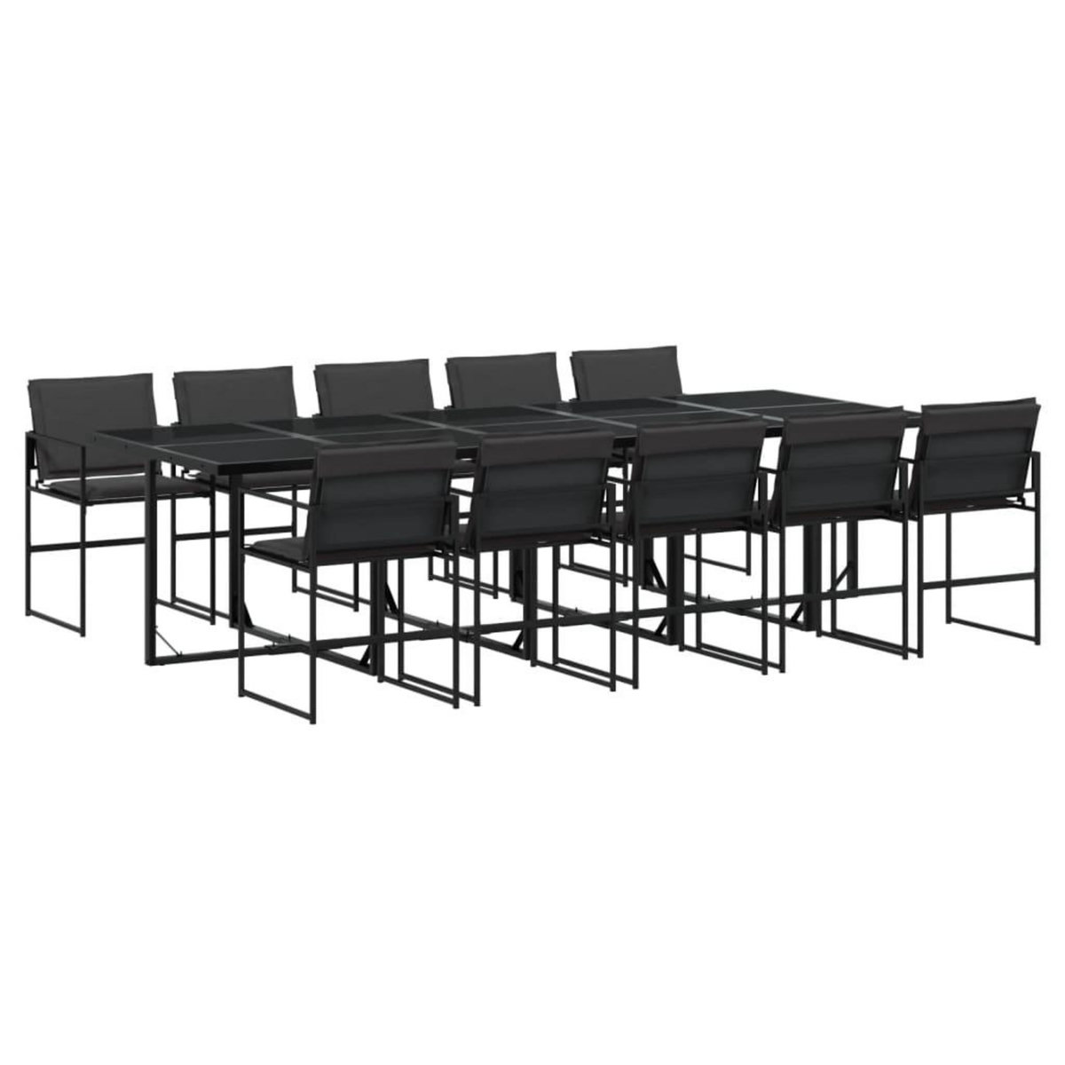 VIDAXL Ensemble a manger de jardin avec coussins 11 pcs noir textilene