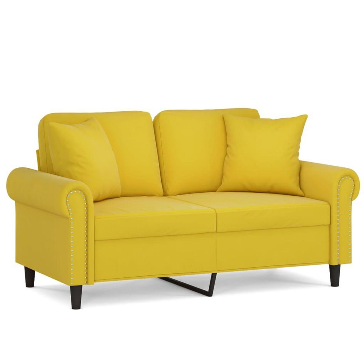 VIDAXL Canape 2 places avec oreillers decoratifs jaune 120 cm velours