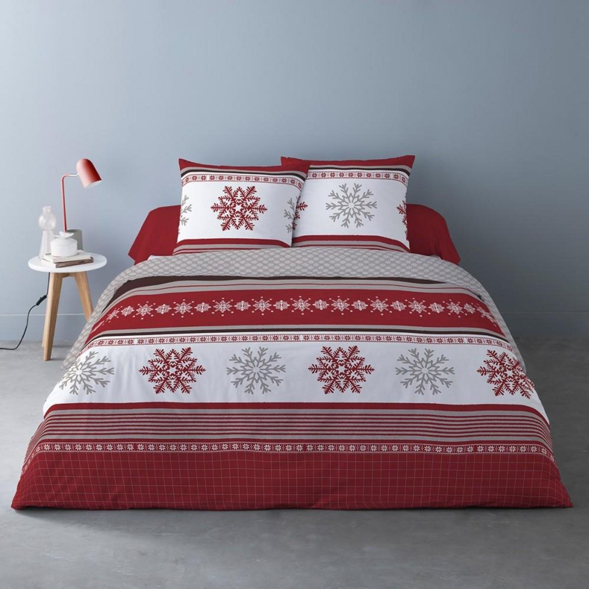 Dourev Housse de couette 260x240 Adèle + 2 taies coton flanelle