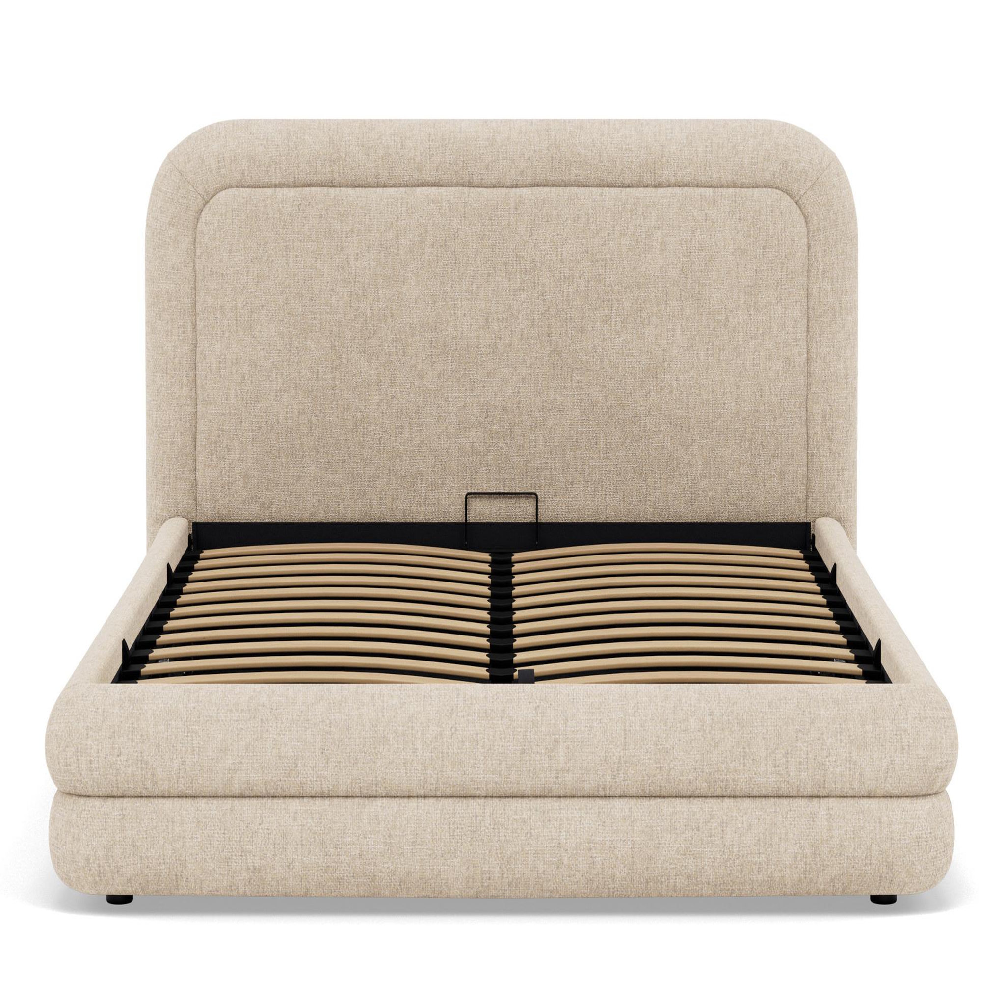 Voir la diapositive 1 : BEST MOBILIER Babel - lit coffre queen size - 160x200 cm - en velours texturé - sommier inclus