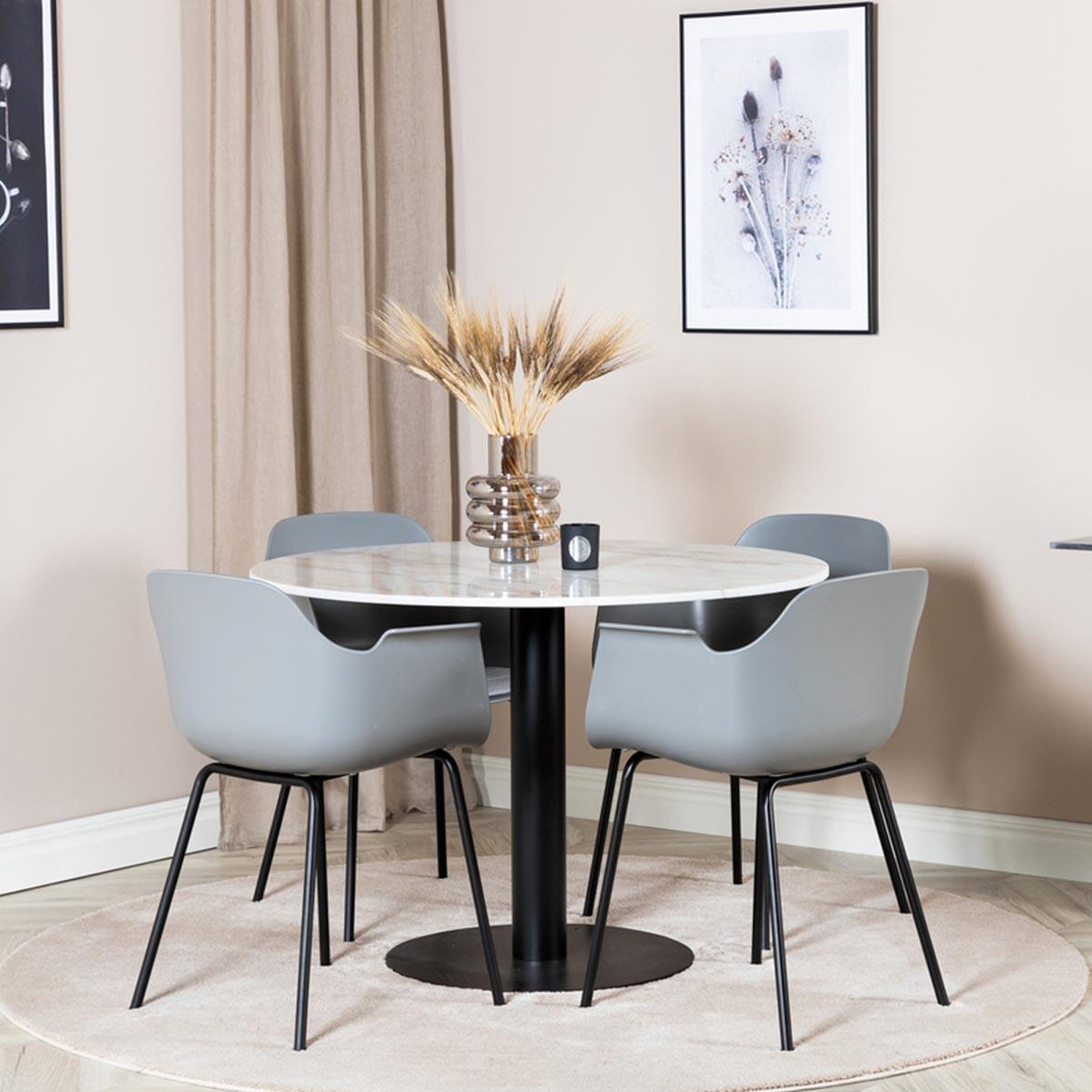 Voir la diapositive 4 : Paris Prix Ensemble table à manger & 4 chaises  estelle i & comfort  106cm blanc & gris