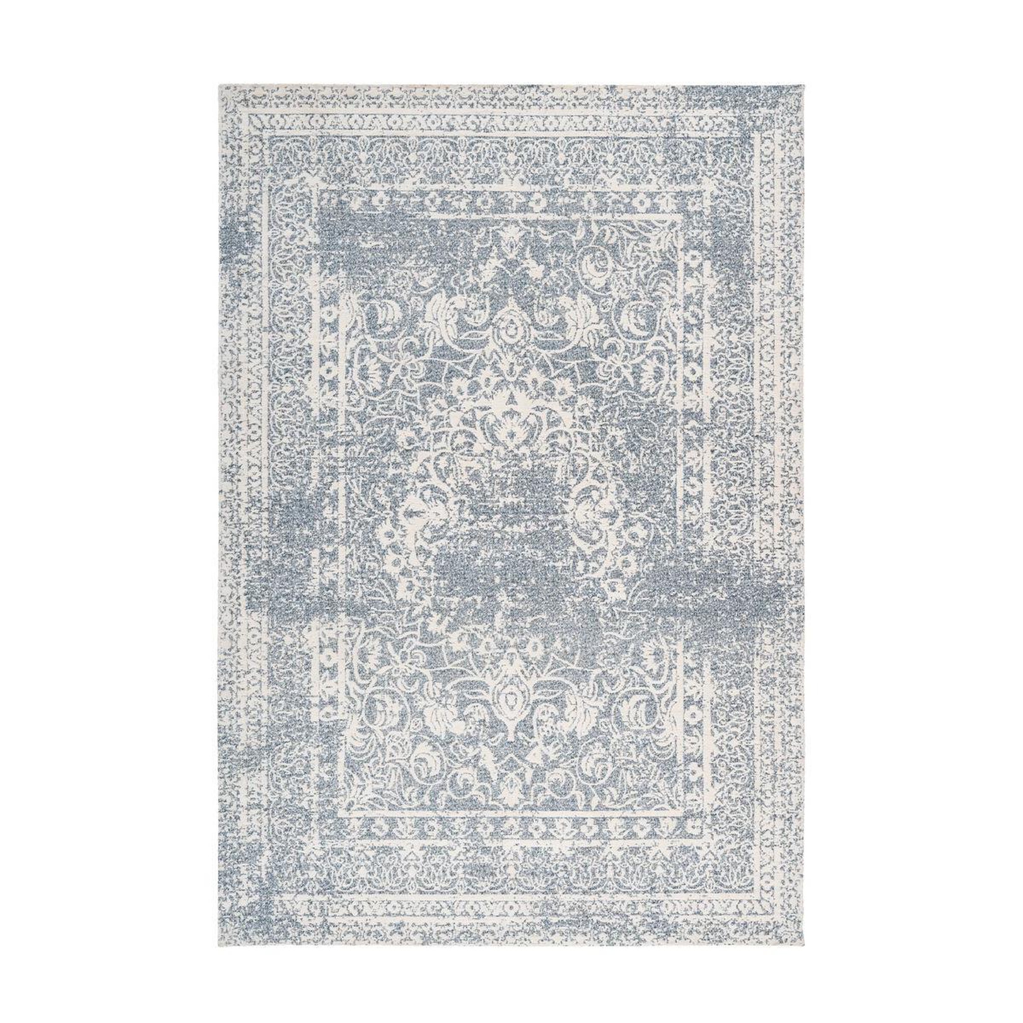 Paris Prix Tapis vintage à poils courts  iglesia  crème & bleu. Coloris disponibles : Bleu