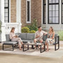 Voir la diapositive 2 : OUTSUNNY Salon de jardin d'angle 5 personnes design table basse coussins gris inclus