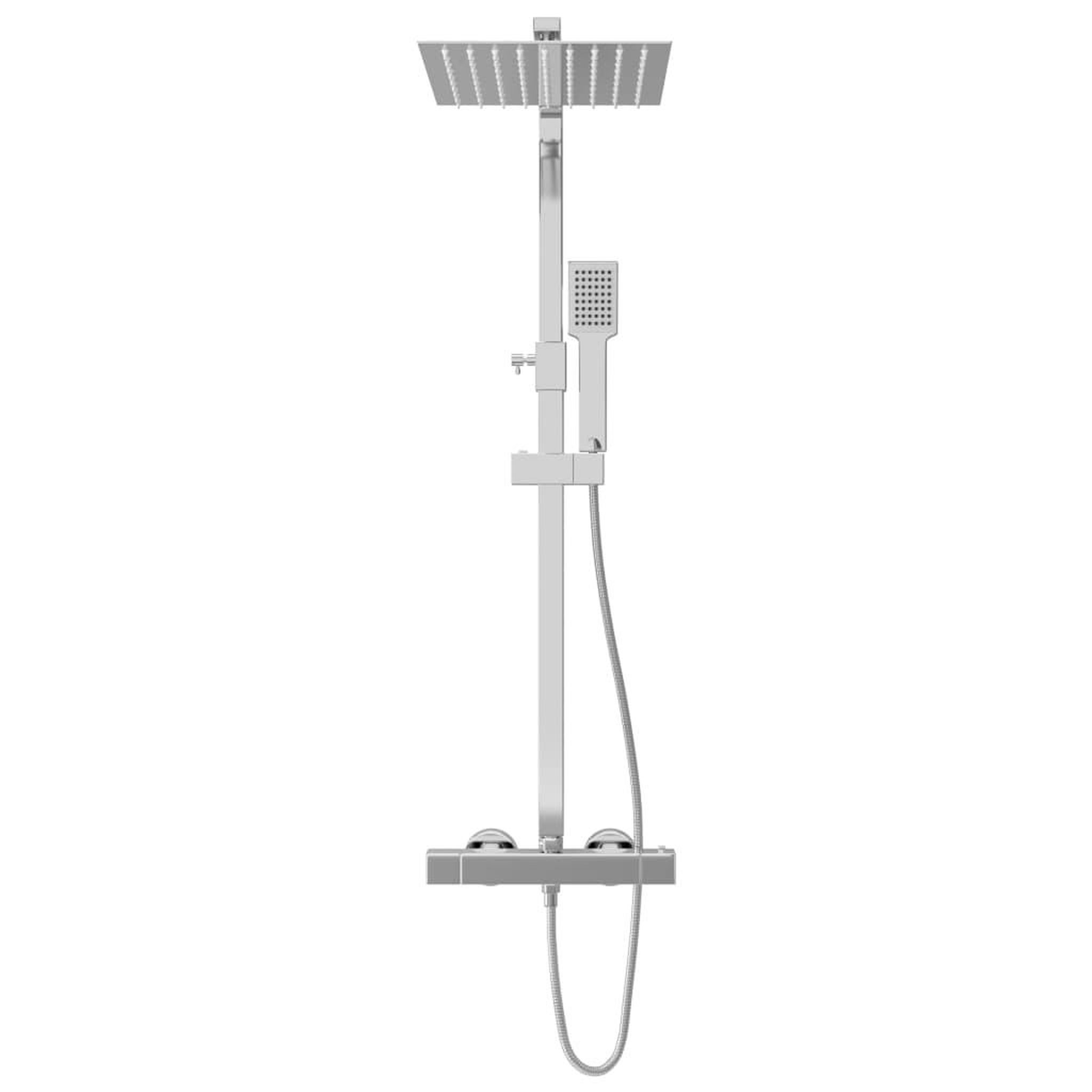 Voir la diapositive 5 : VIDAXL Ensemble de douche a deux tetes et thermostat Acier inoxydable