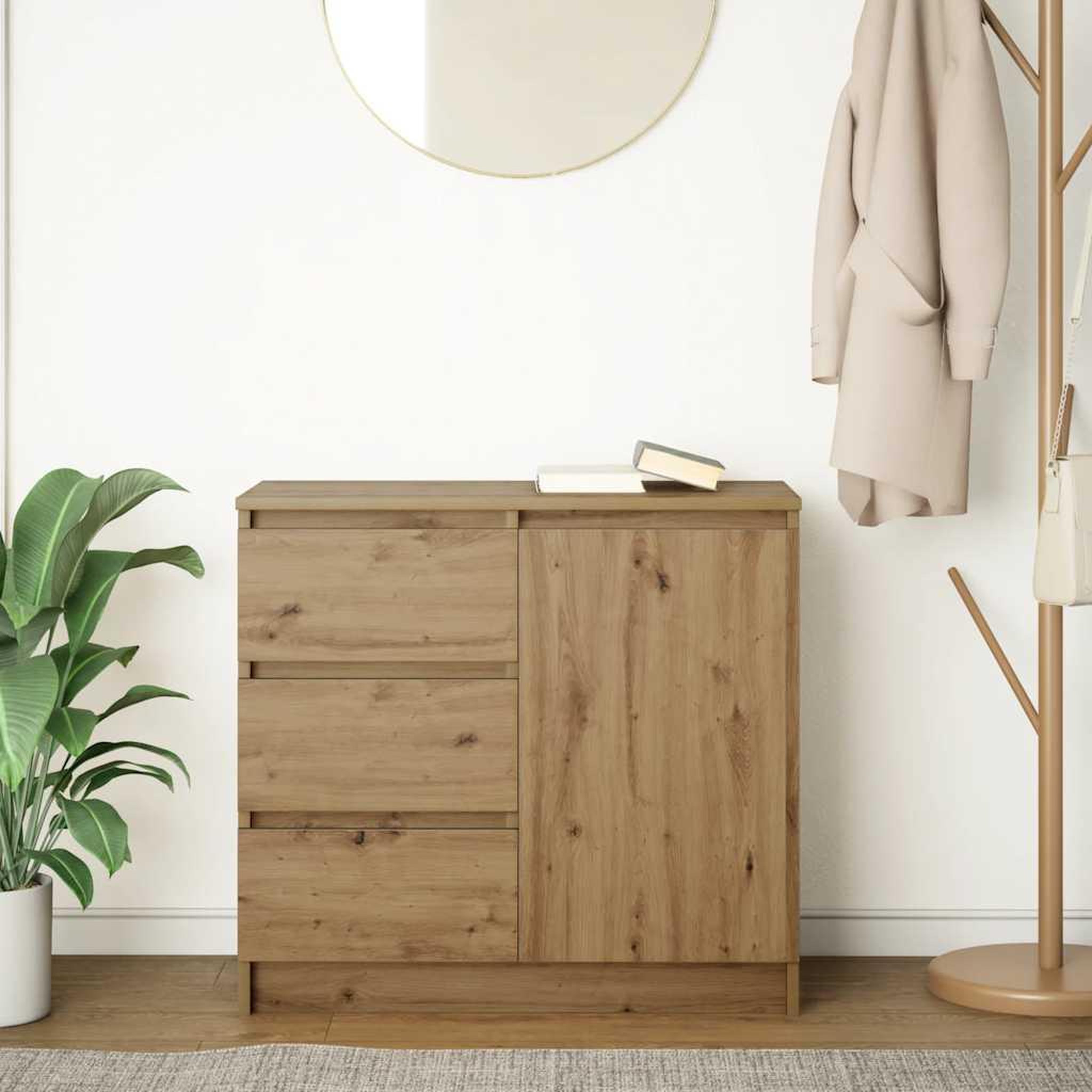 Voir la diapositive 3 : VIDAXL Buffet avec tiroir chene artisanal 71x35x65 cm bois ingenierie