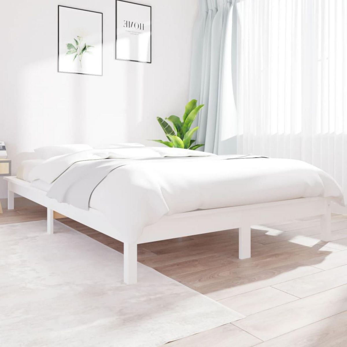 VIDAXL Cadre de lit sans matelas blanc 140x190 cm bois de pin massif