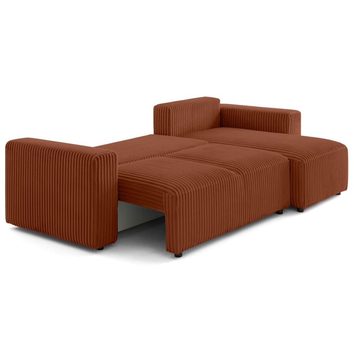 LISA DESIGN Livy - canapé d'angle réversible 4 places convertible avec coffre en velours côtelé grosses côtes