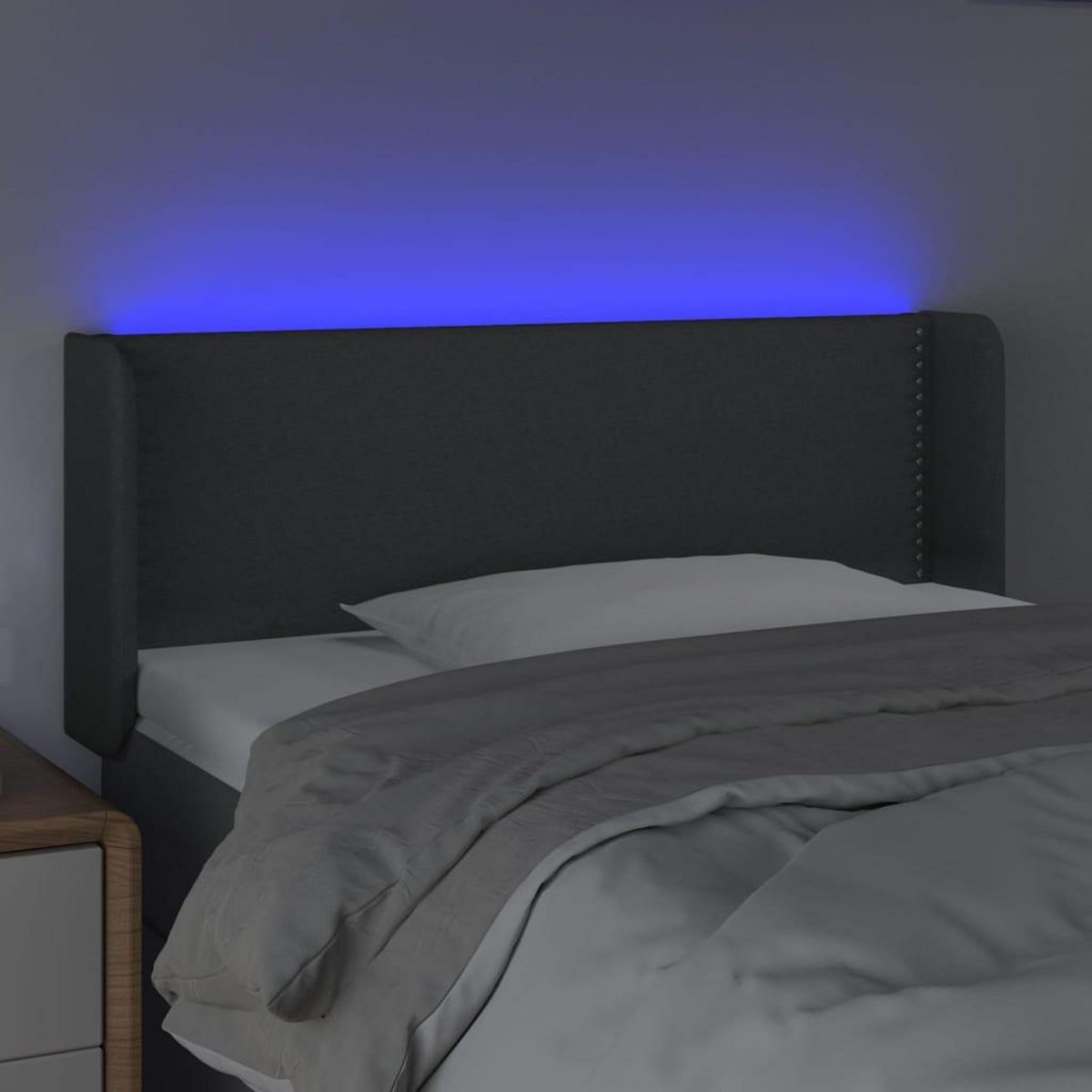 VIDAXL Tete de lit a LED Gris fonce 103x16x78/88 cm Tissu