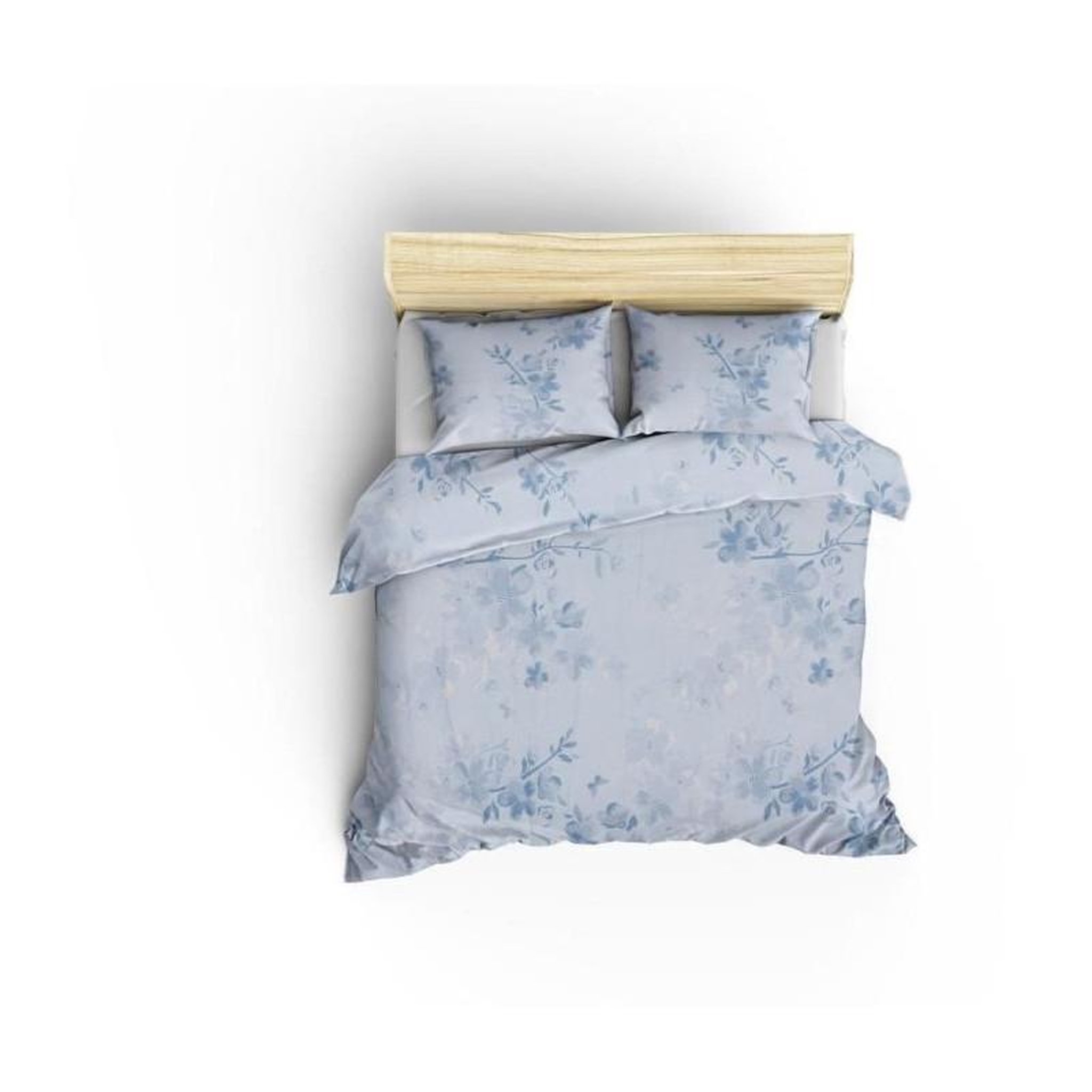 Voir la diapositive 2 : GENERIQUE Parure de lit - 1 housse de couette 220 x 240 cm + 2 taies d'oreiller 60 x 60 cm - 100% coton renforcé - Bleu