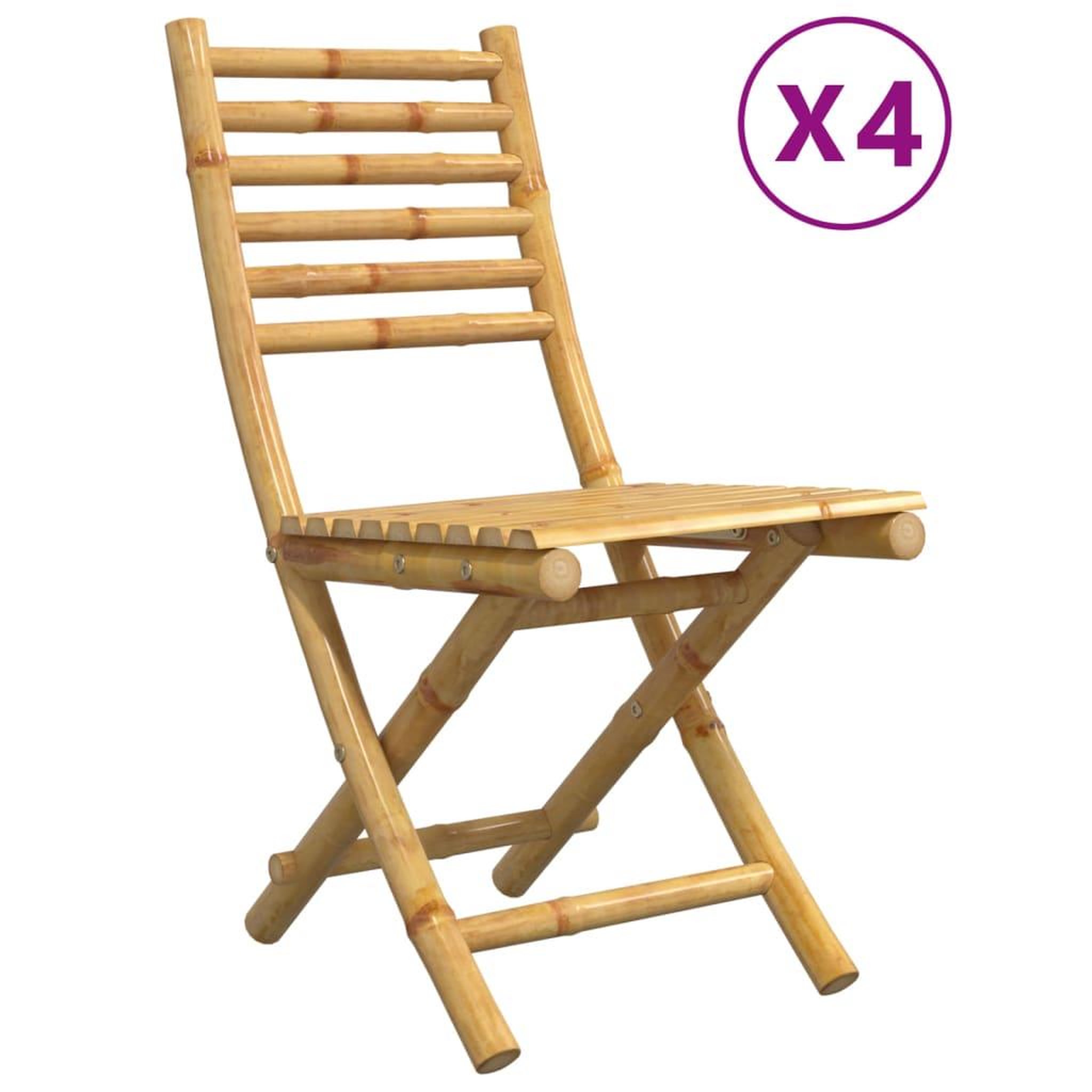 Voir la diapositive 2 : VIDAXL Chaises pliables de jardin lot de 4 43x54x88 cm bambou