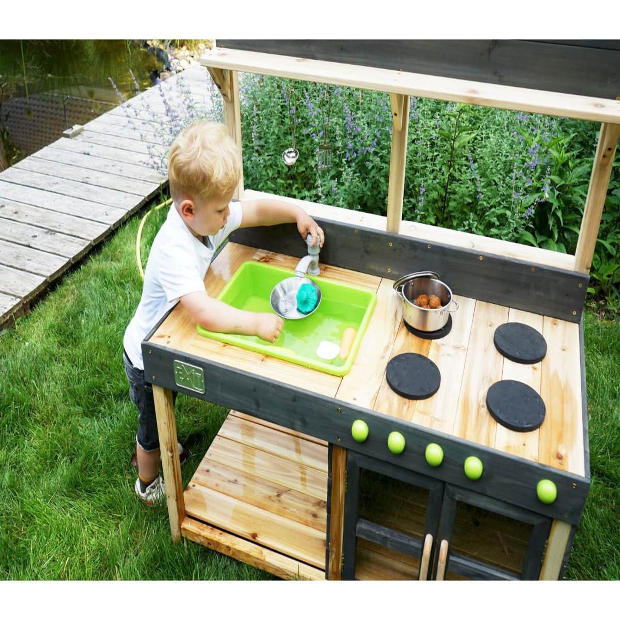 Voir la diapositive 3 : EXIT TOYS Cuisine d'extérieur en bois pour enfant yummy 200 - exit toys