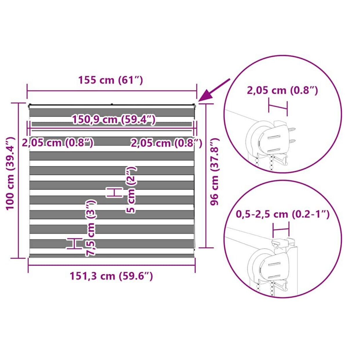 VIDAXL Store zebre beige marbre largeur du tissu 150,9 cm polyester