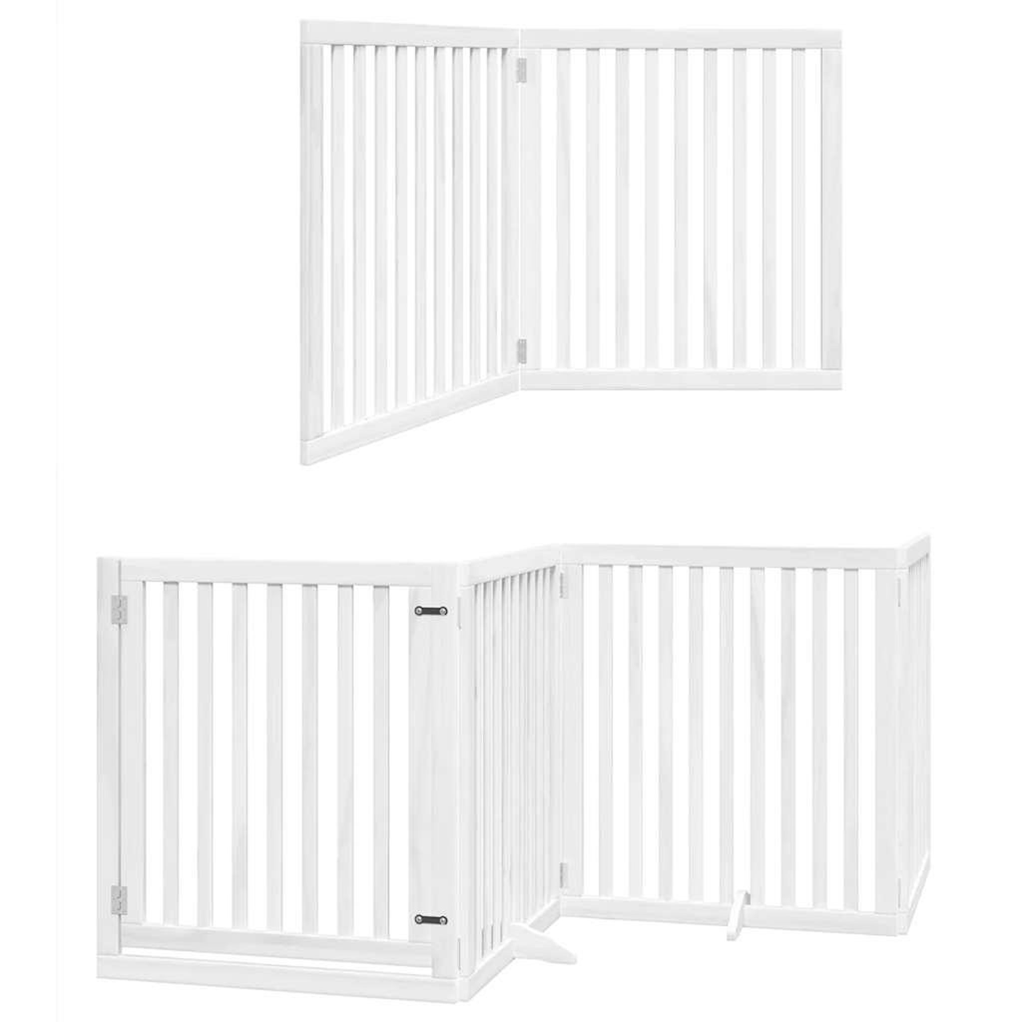 Voir la diapositive 6 : VIDAXL Barriere pour chien porte pliable 6panneaux blanc bois peuplier